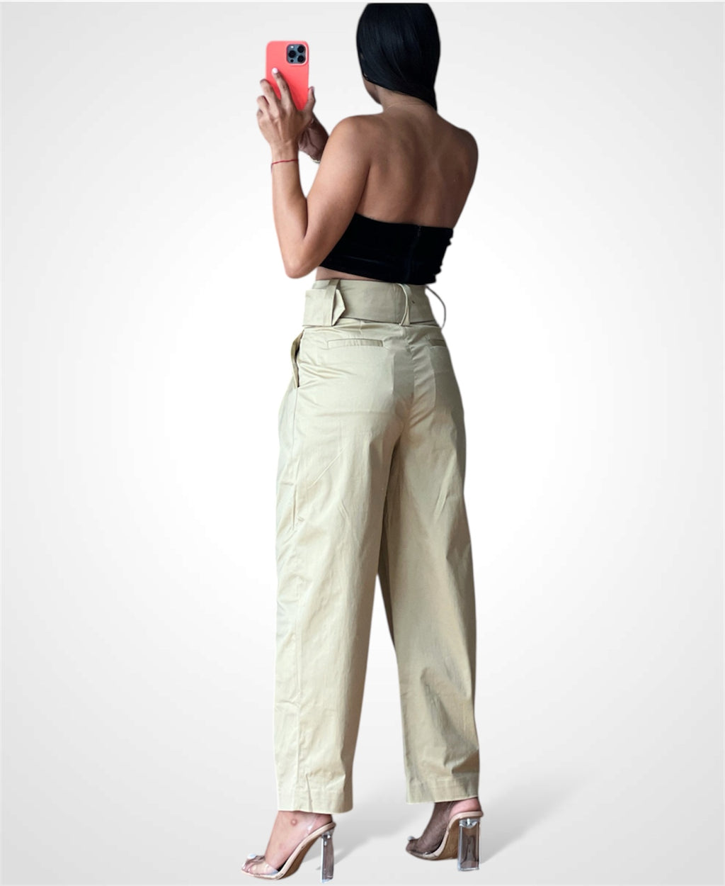 VELVET CROPPED TUBE TOP WITH ROSETTE TRIMS AT
BUST