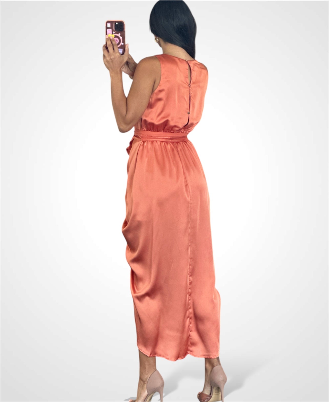 TIGGER LILY FRONT SHIRRING DETAIL MIDI DRESS