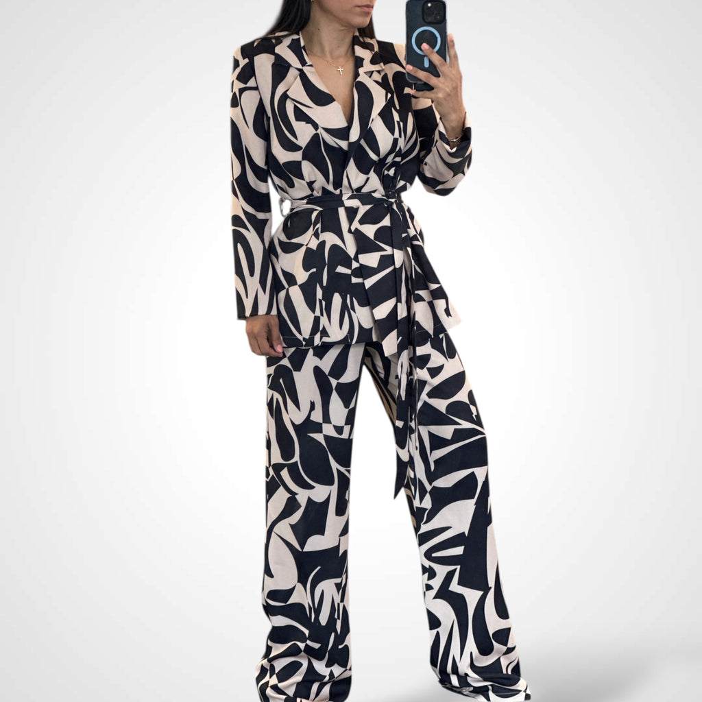 BLACK NUDE LONG PANTS SET