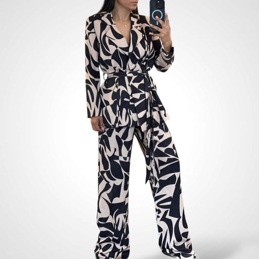 BLACK NUDE LONG PANTS SET