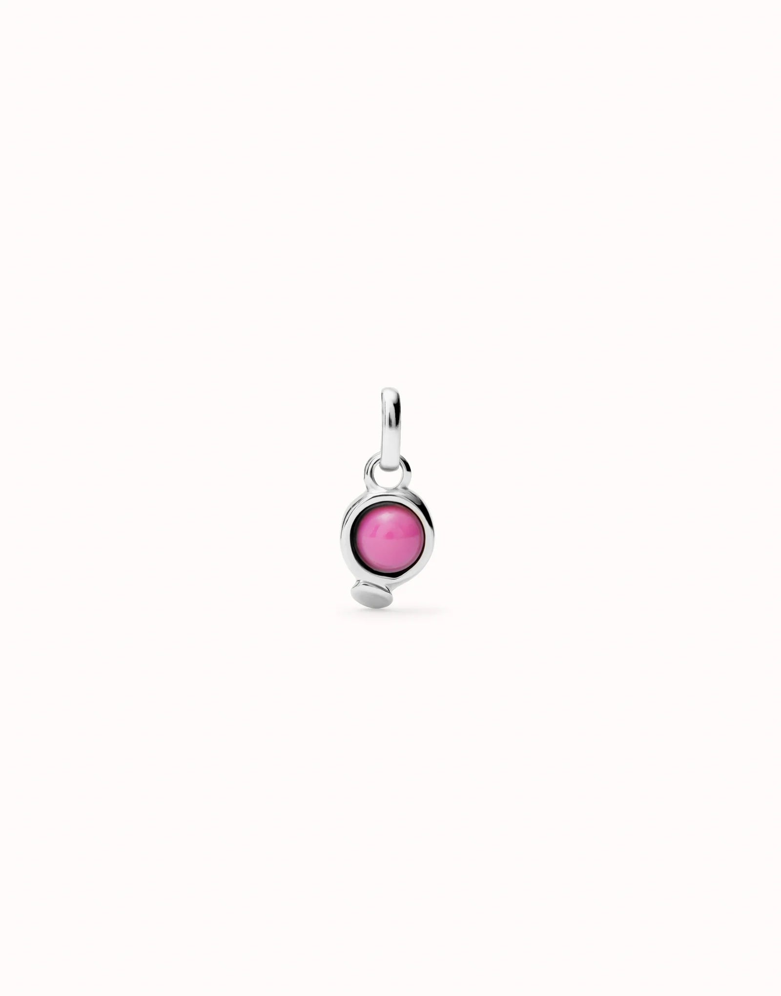 Uno de 50 Sterling silver-plated charm with pink stone•