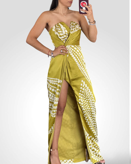 ARIA PLEATED SATIN DRESS