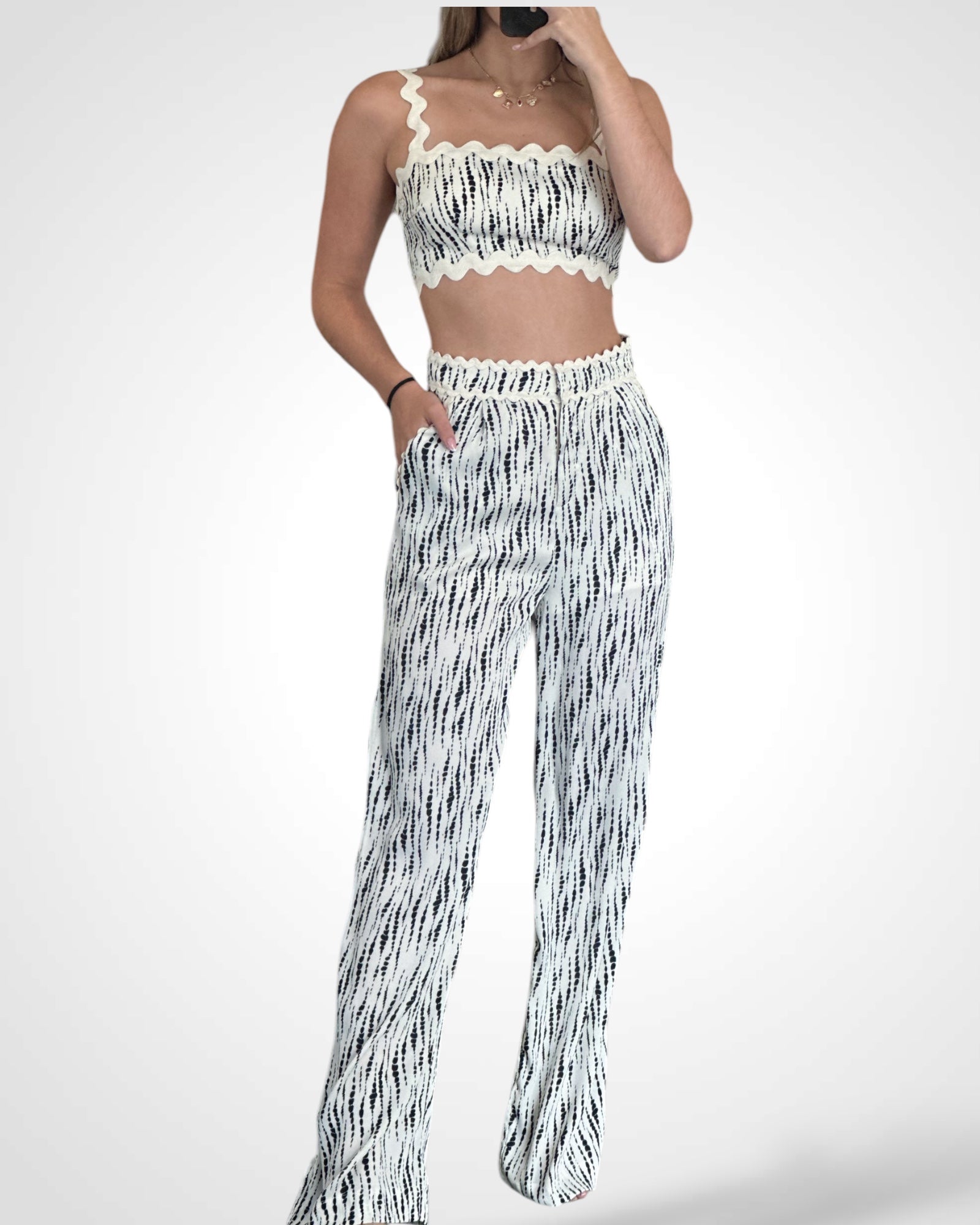 TEXTURE STRIPE PANT SET•-1