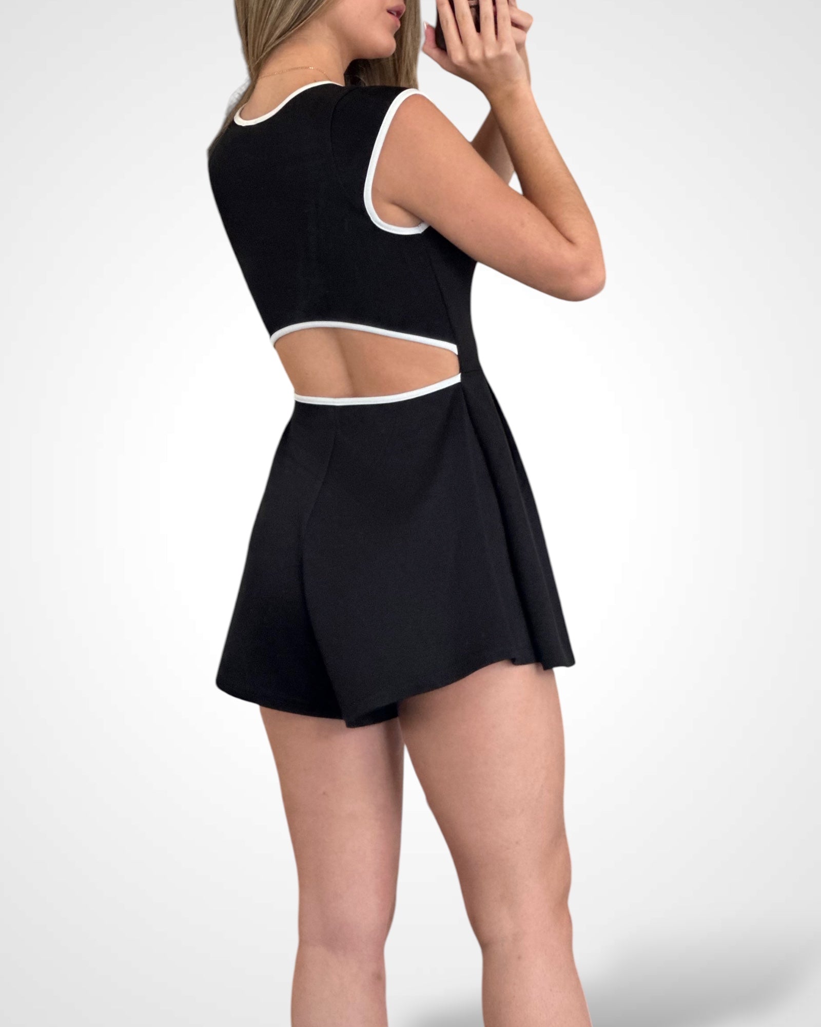 SCUBA SQUARE NECKLINE ROMPER