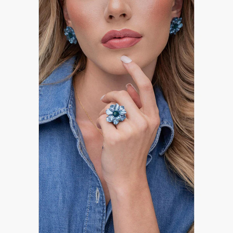 Heavenly Petals Ring Blue