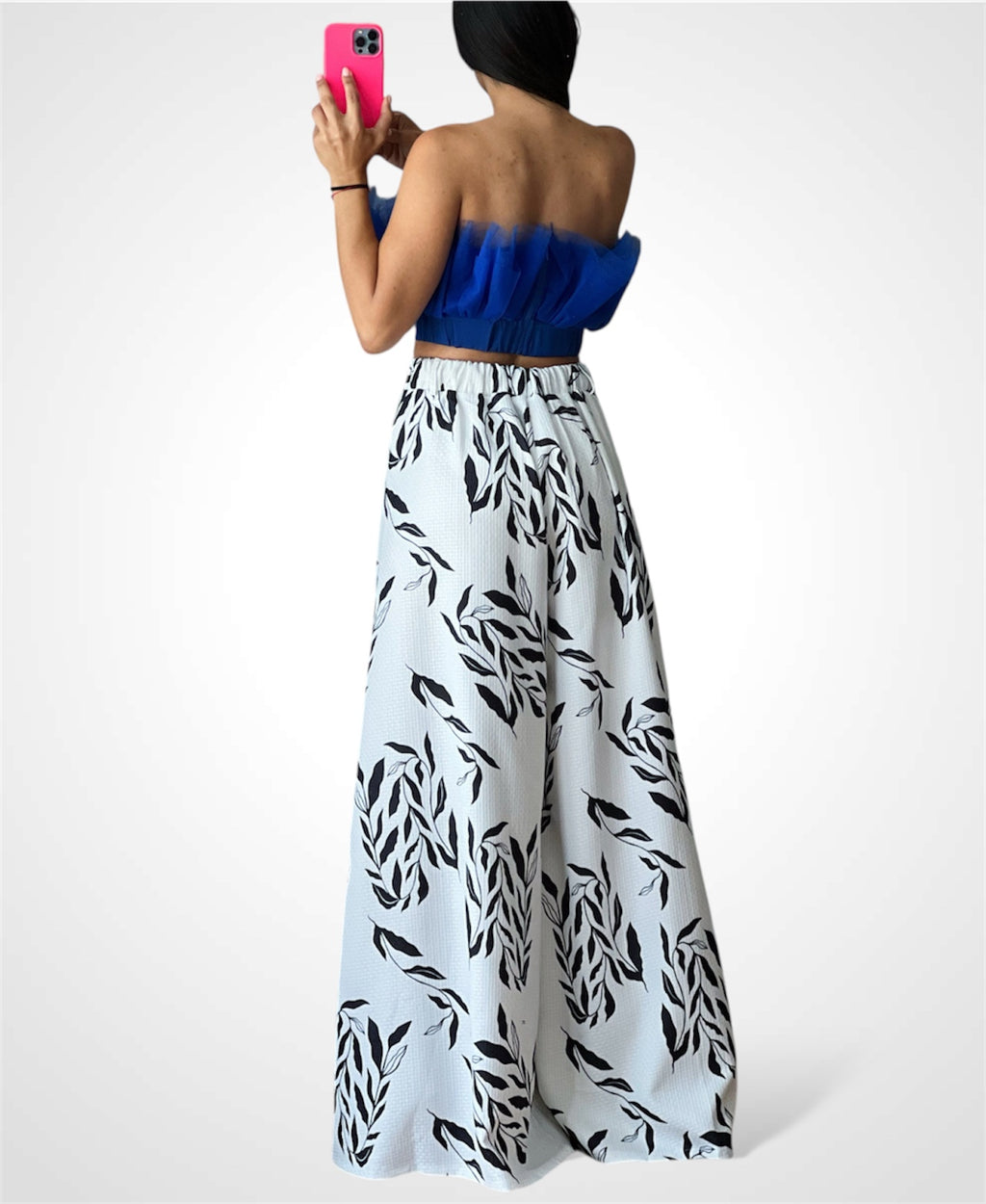 Royal Blue Ruffle Mesh Crop