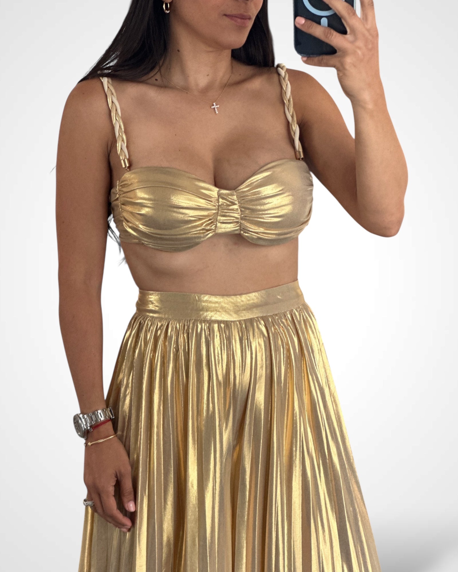 GOLD METALLIC TWO PIECE SET•-2