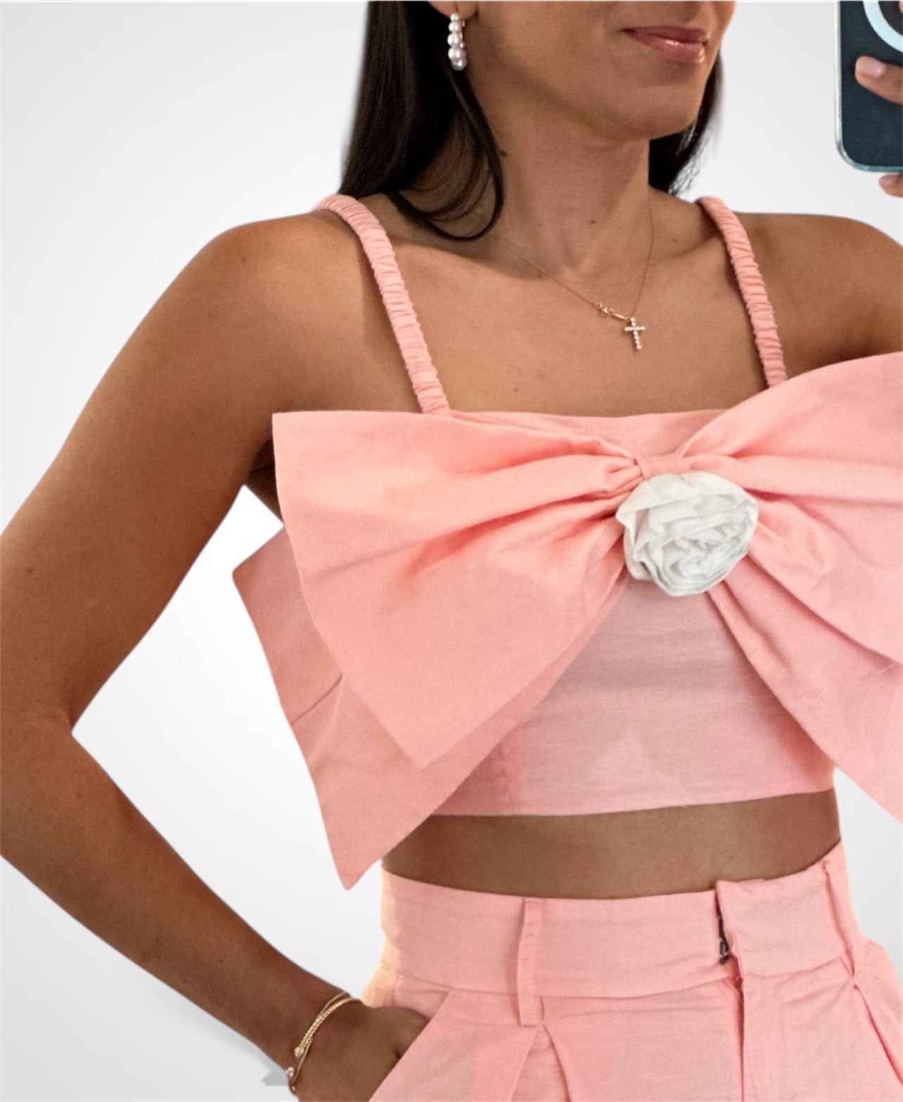 Blush Bow Crop Top•-2