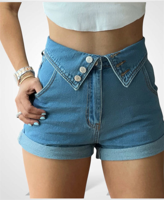 Waist Flip Denim Roll Up Shorts