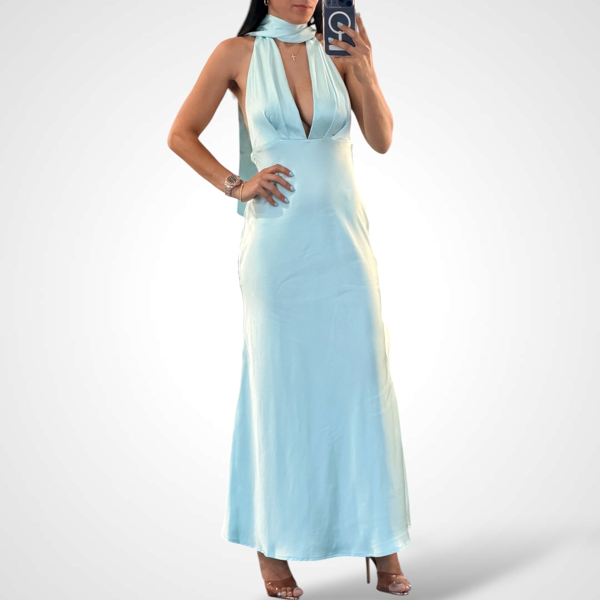 Satin Halter Maxi Dress