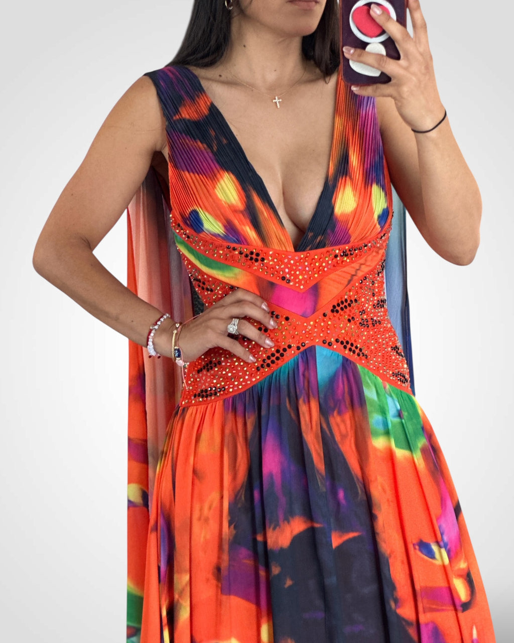 BACKLESS DEEP V-NECK FLORAL MAXI DRESS