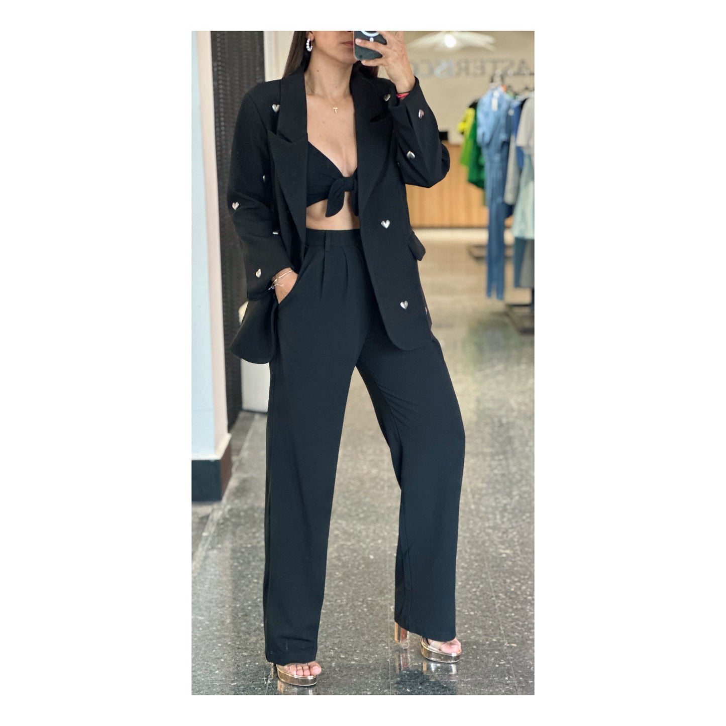 BLACK LINEN RIBBON BRA TOP