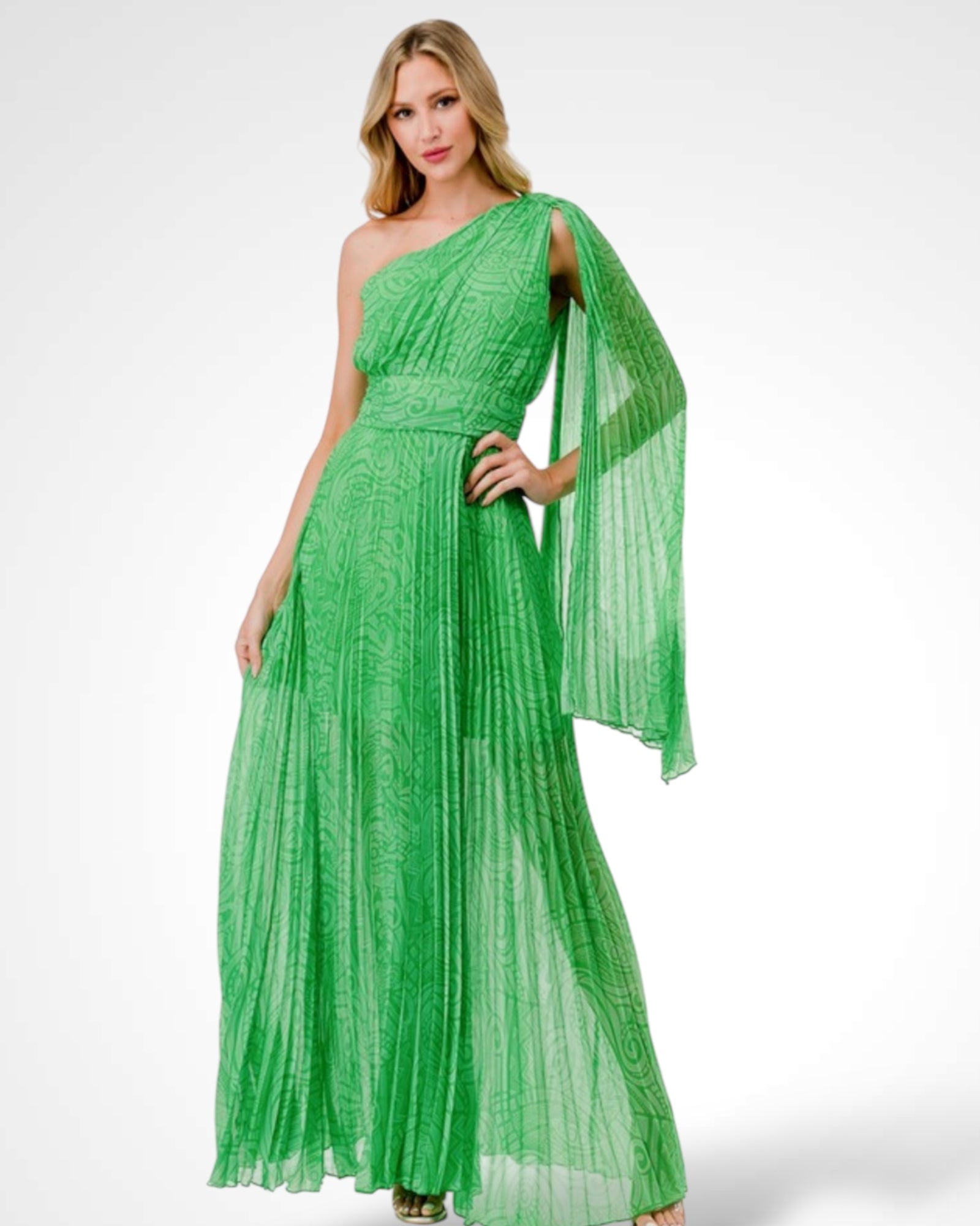 One Shoulder Print Maxi Dress•-4