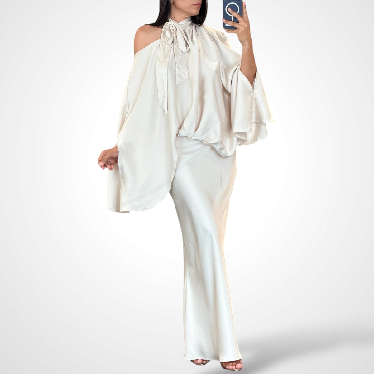 Satin Asymmetrical Midi Dress