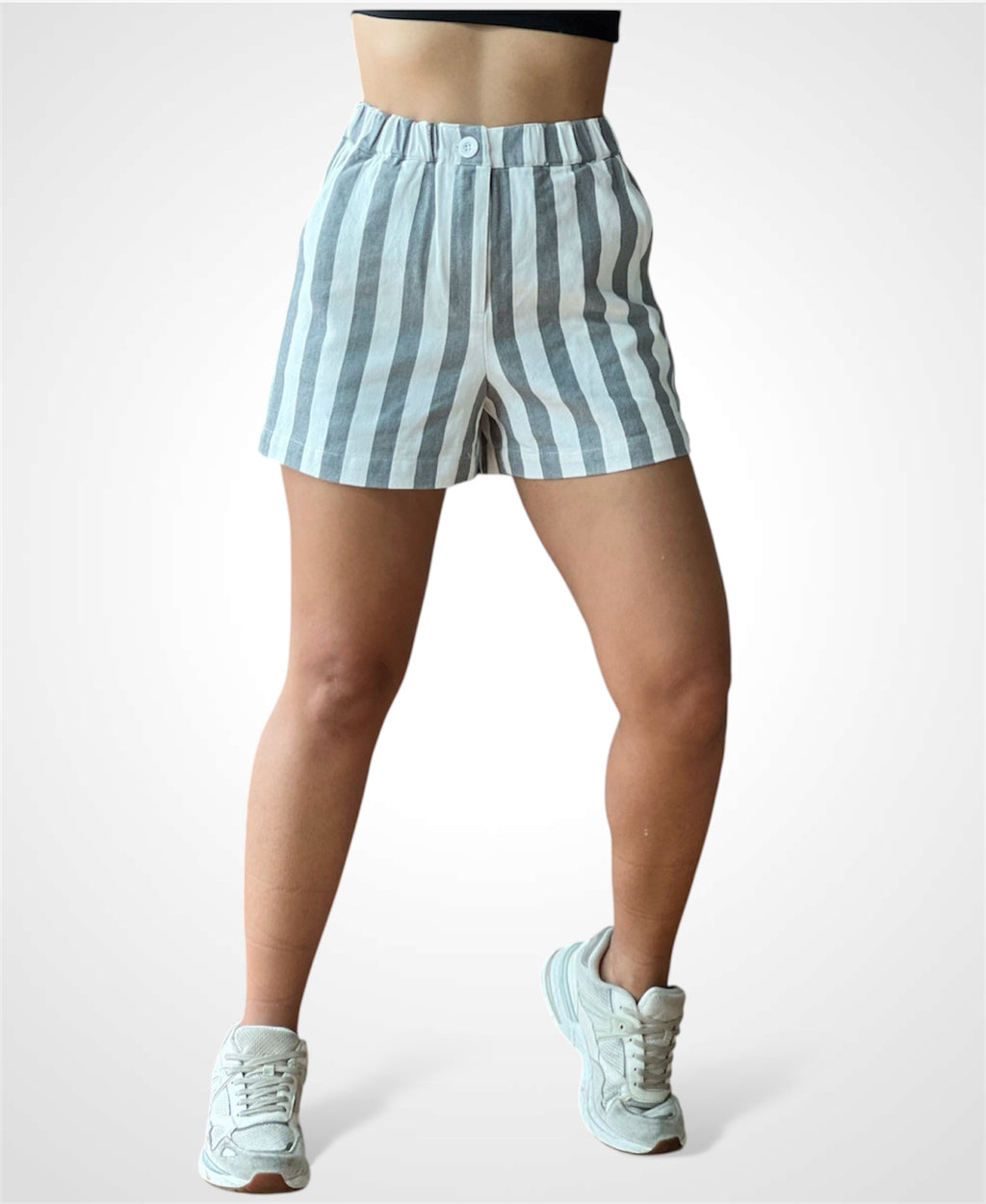 Elastic Waist Grey Shorts