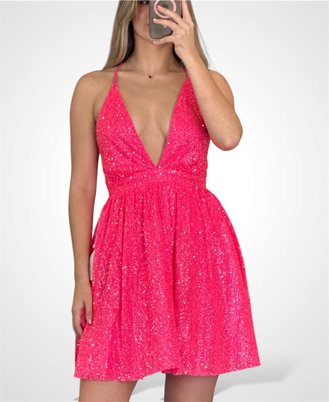 PINK SEQUIN DRESS•-1