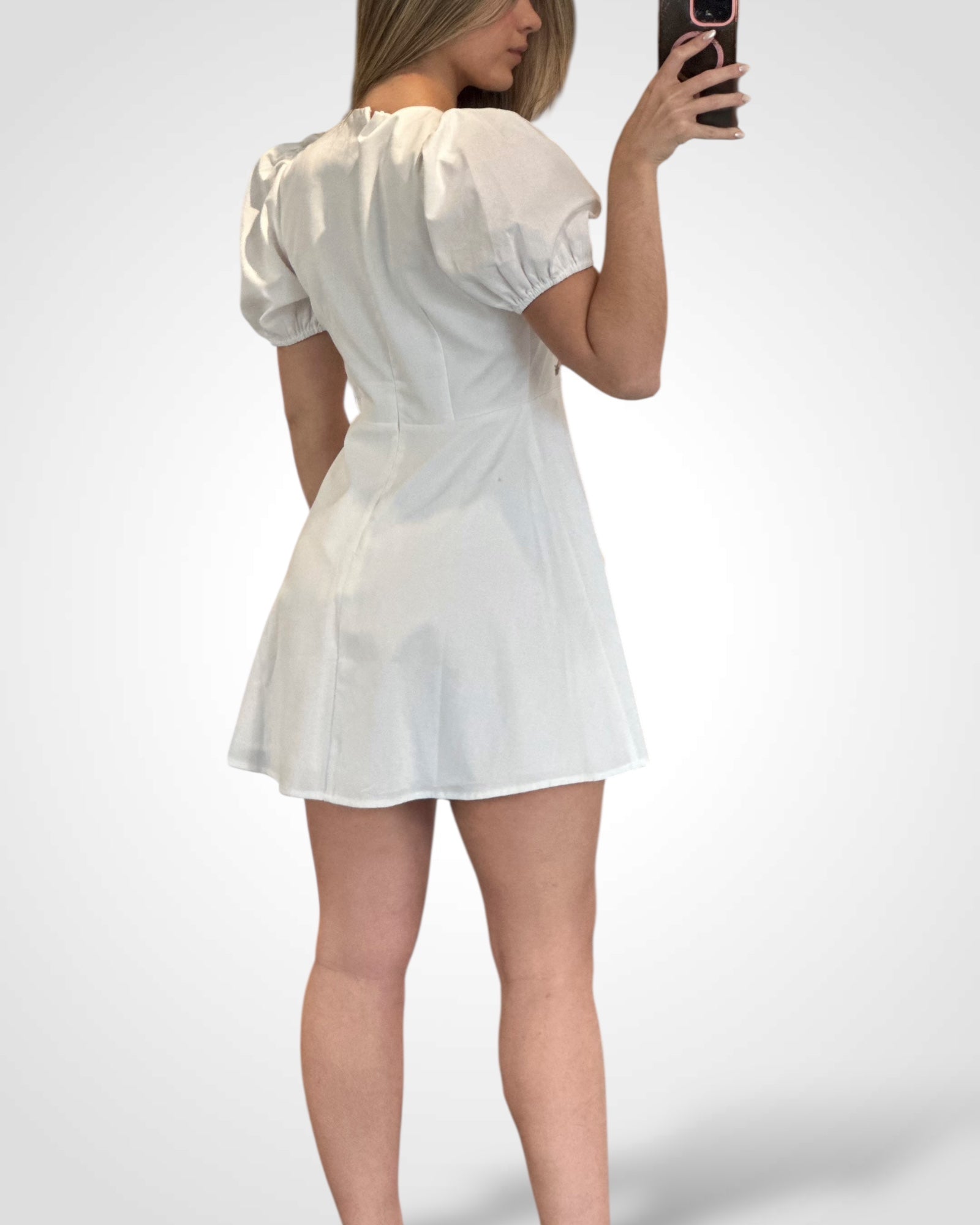 EMBROIDERED PUFF SLEEVE DRESS