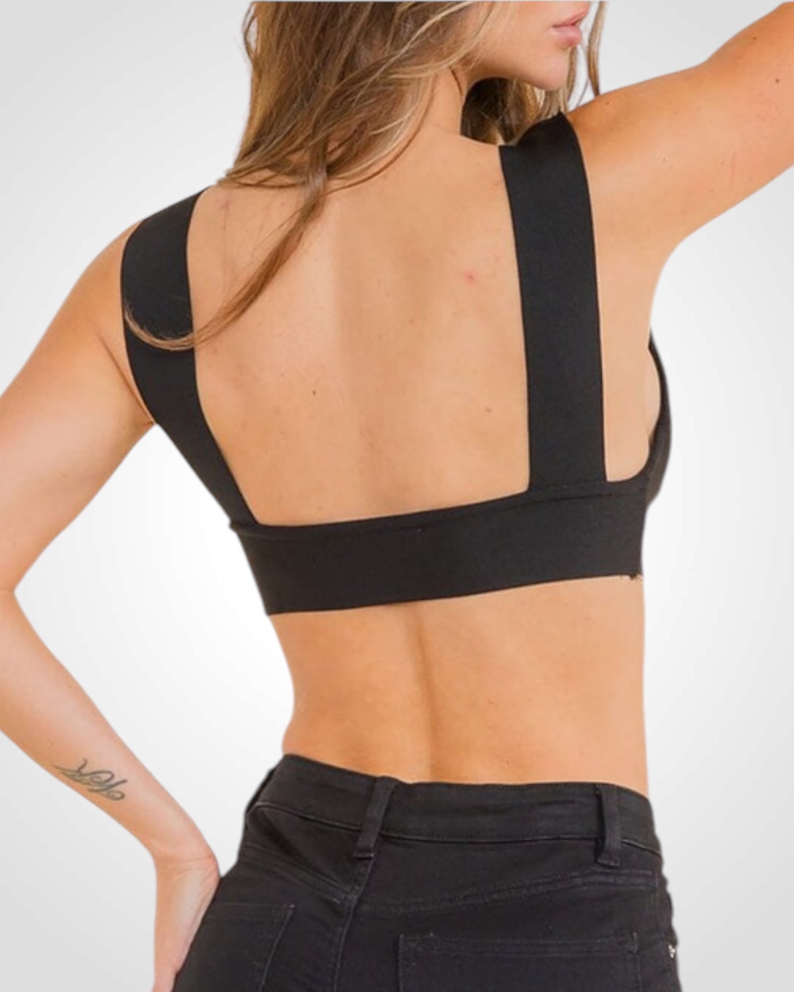 SOLID BANDAGE V NECK SLEEVELESS CROP TANK TOP