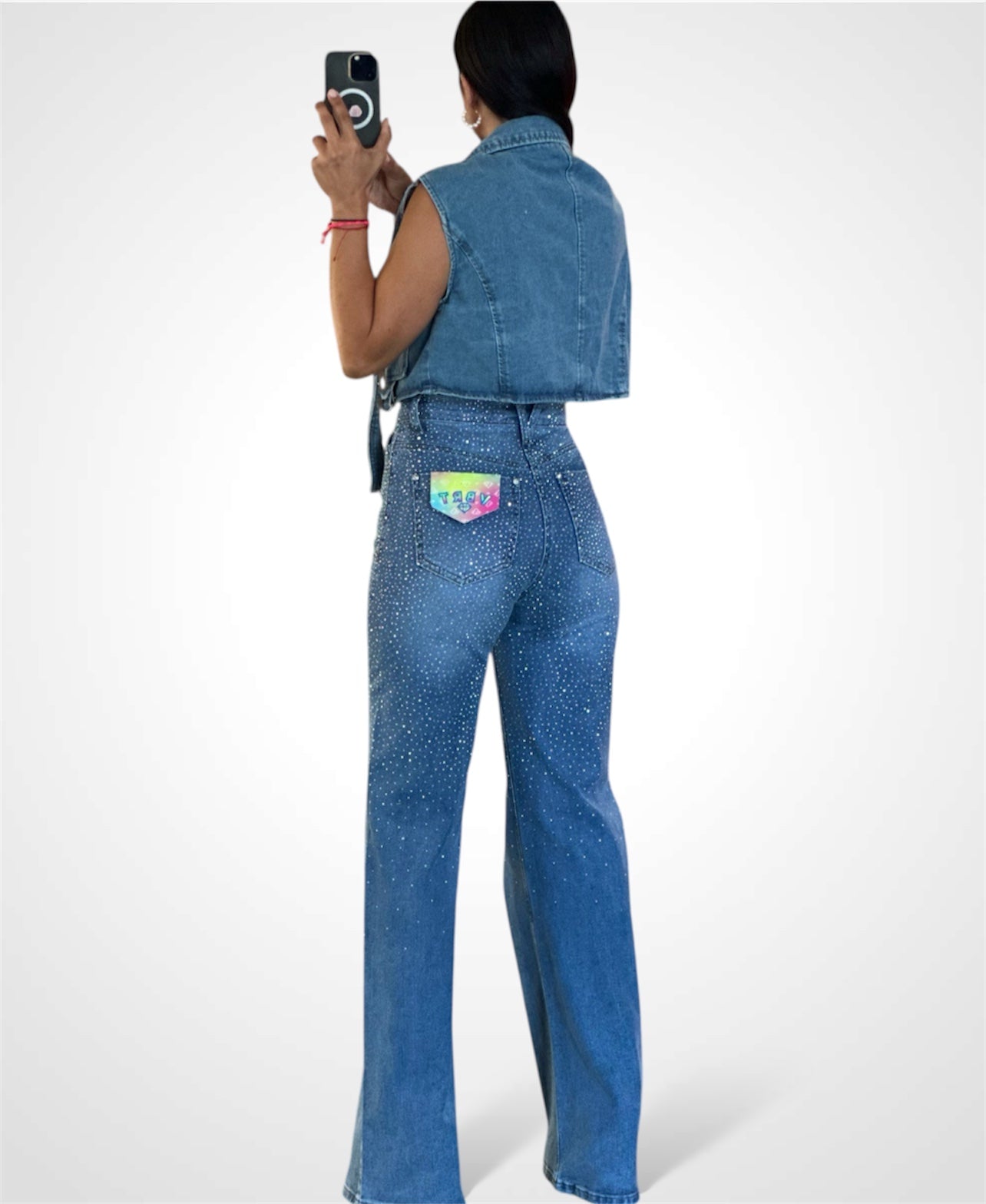 BLUE DENIM VEST TOP•-3