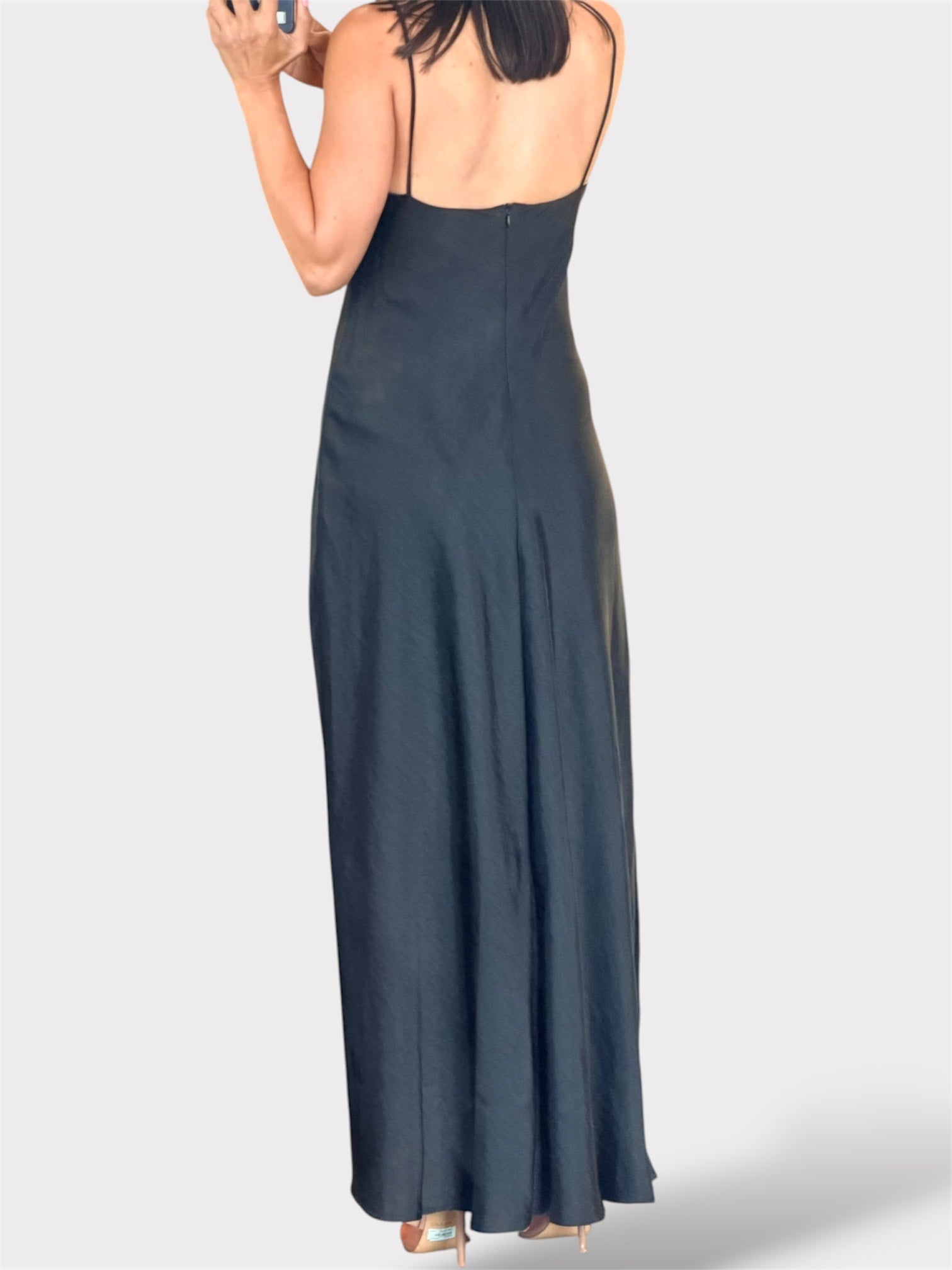 Satin Bias Black Dress-2