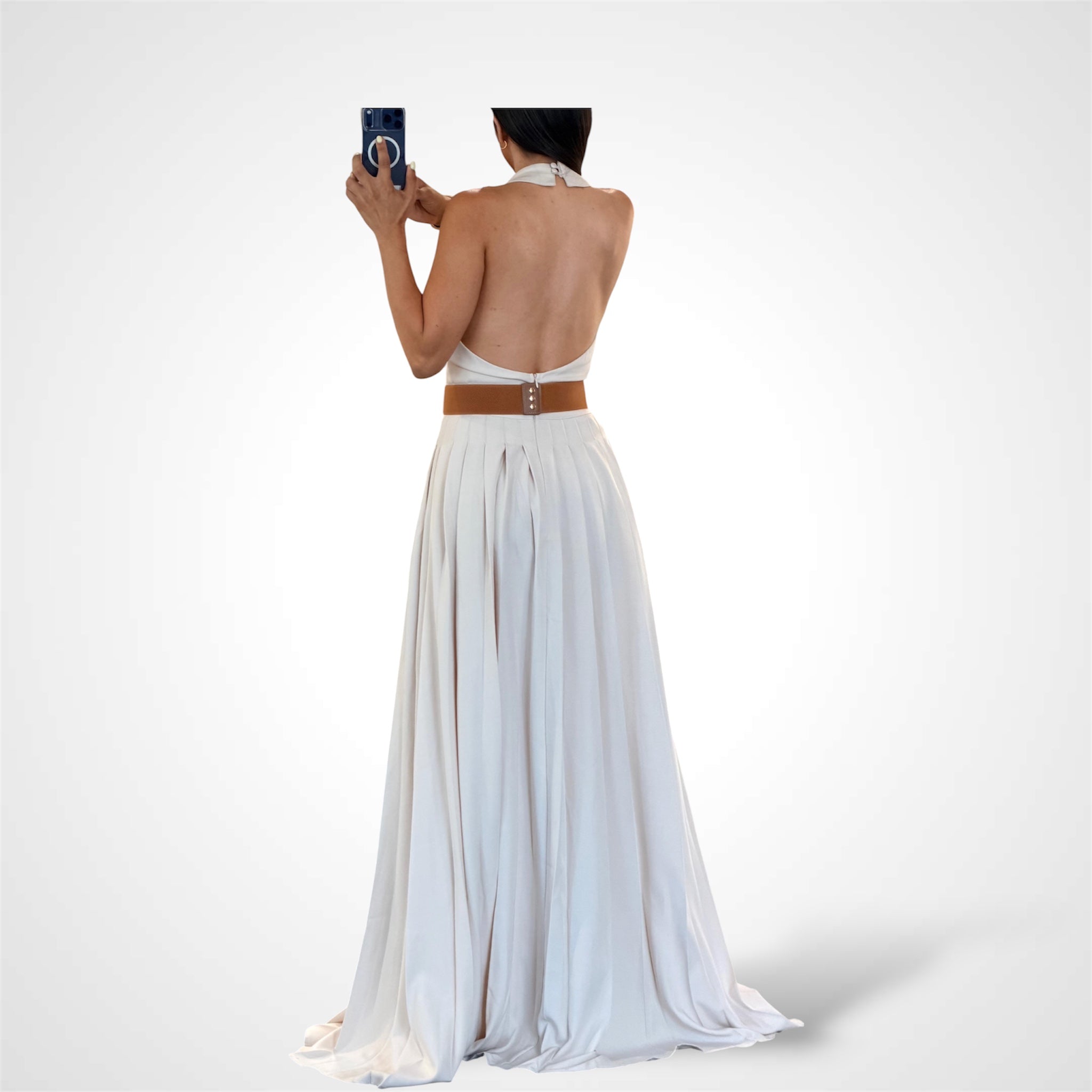 VEST BELTED PLEATED DRESS-3