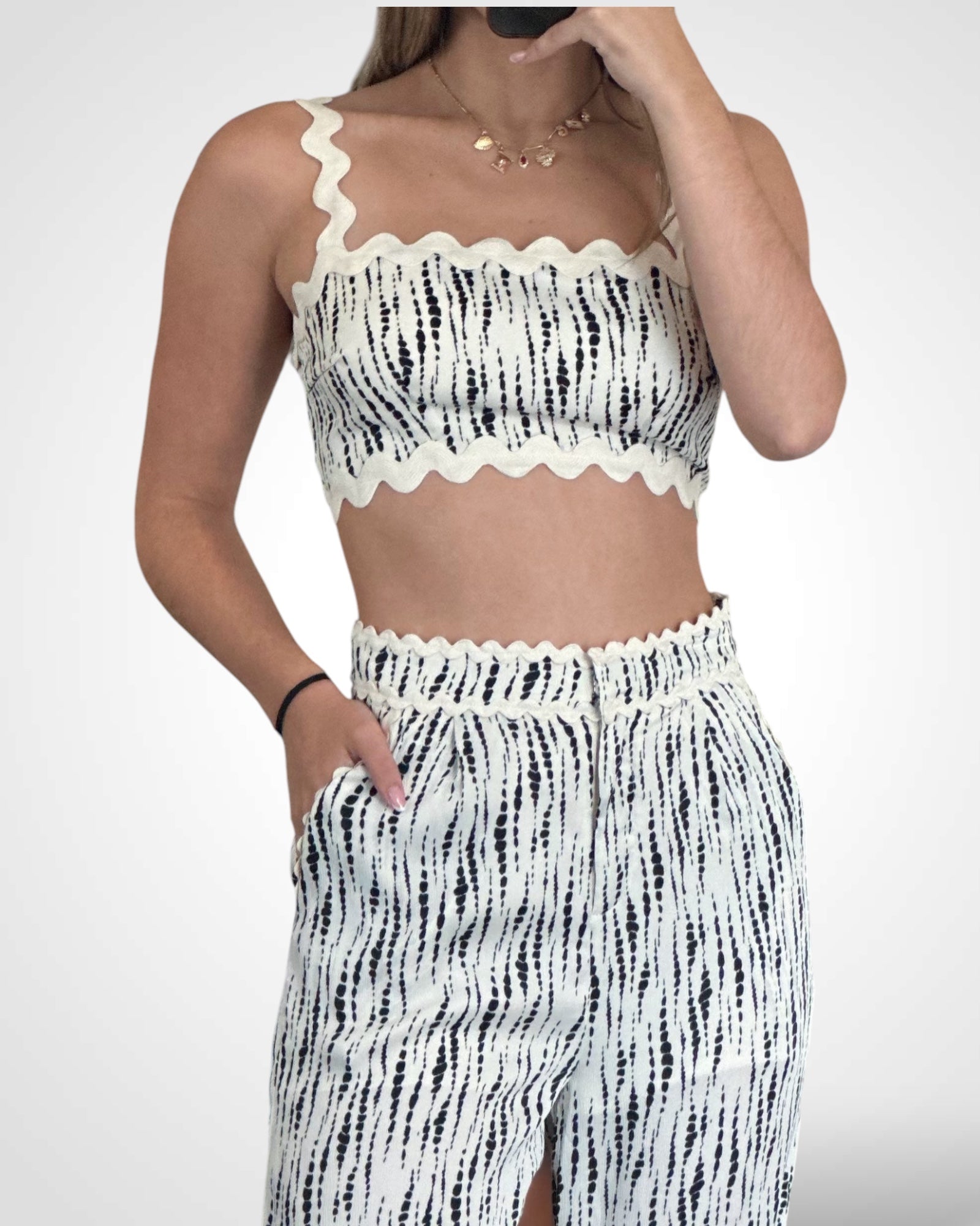 TEXTURE STRIPE PANT SET•-2