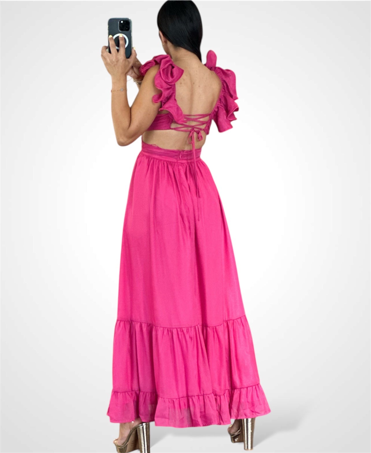 Ruffle Strap Midi Dress-3
