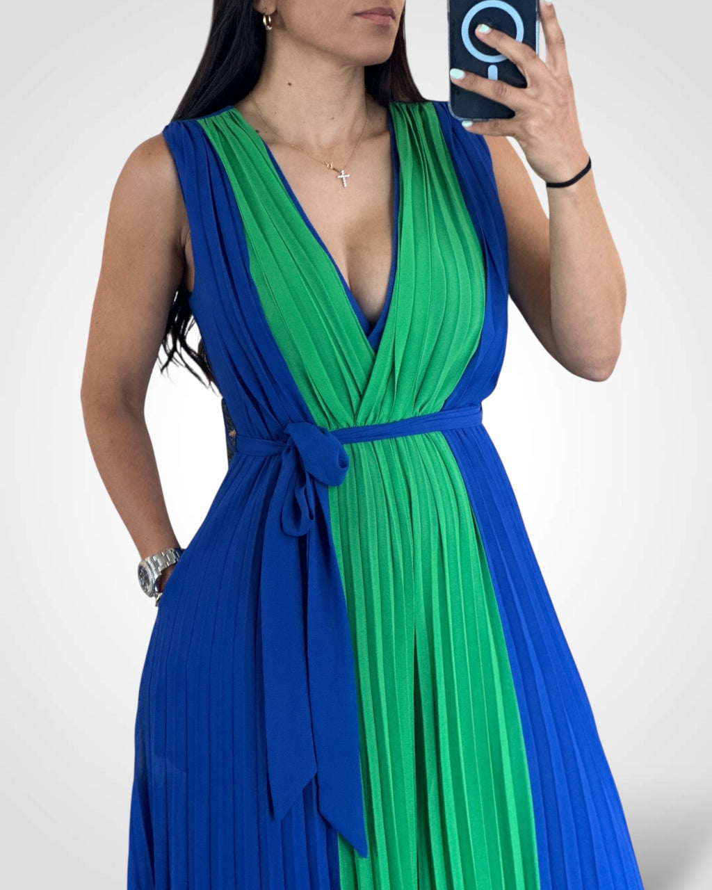 Color Block Pleated Jumpsuit