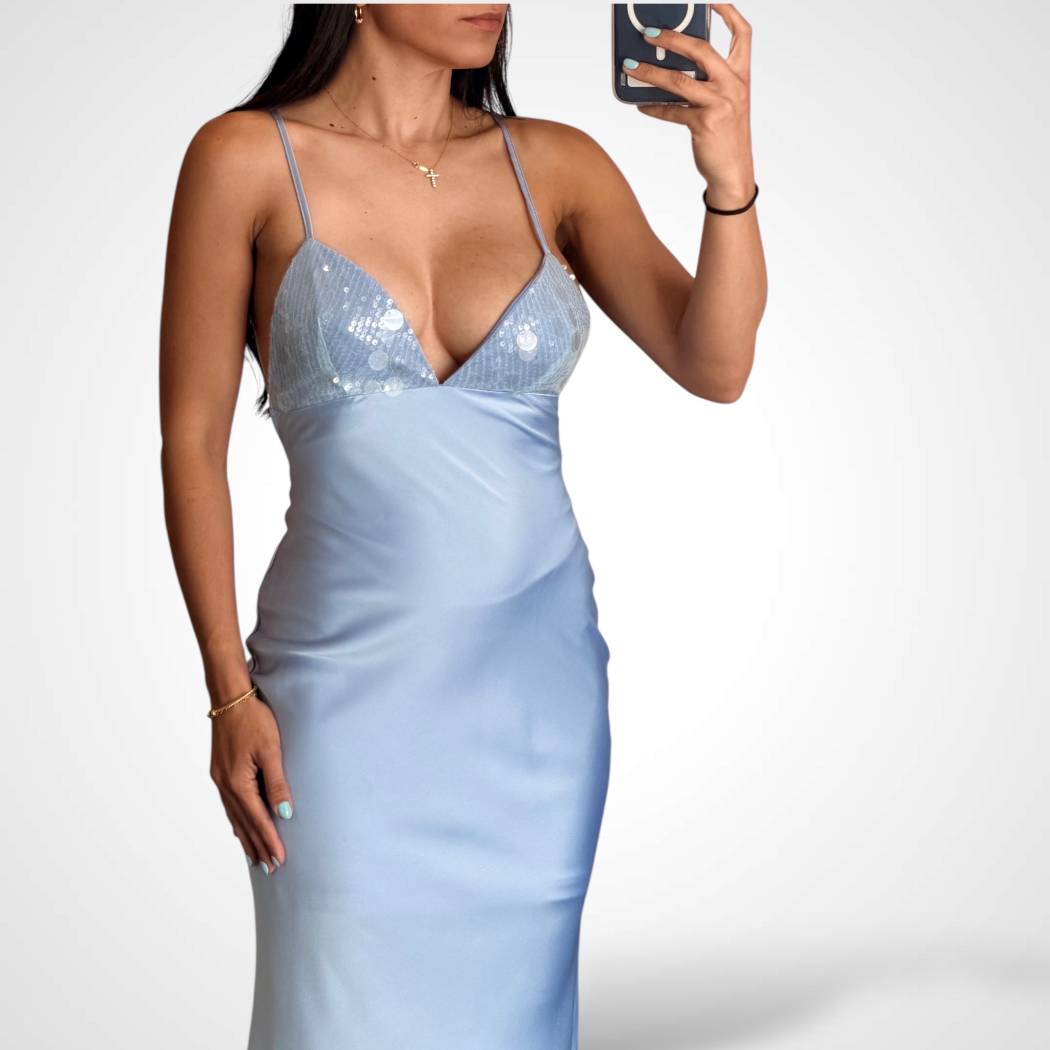 Deep Sequin Maxi Dress•-2