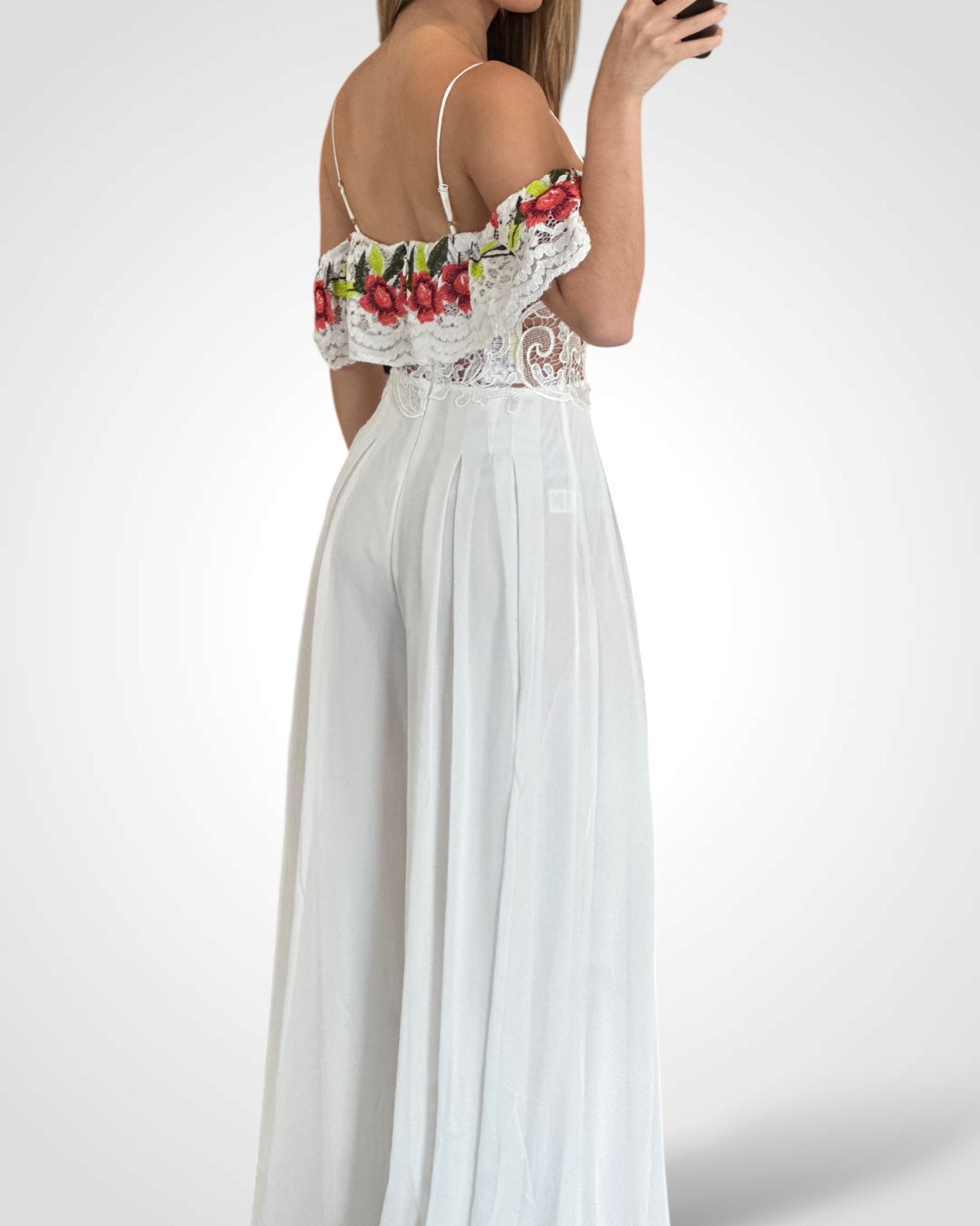 Floral Embroidery Detail Jumpsuit