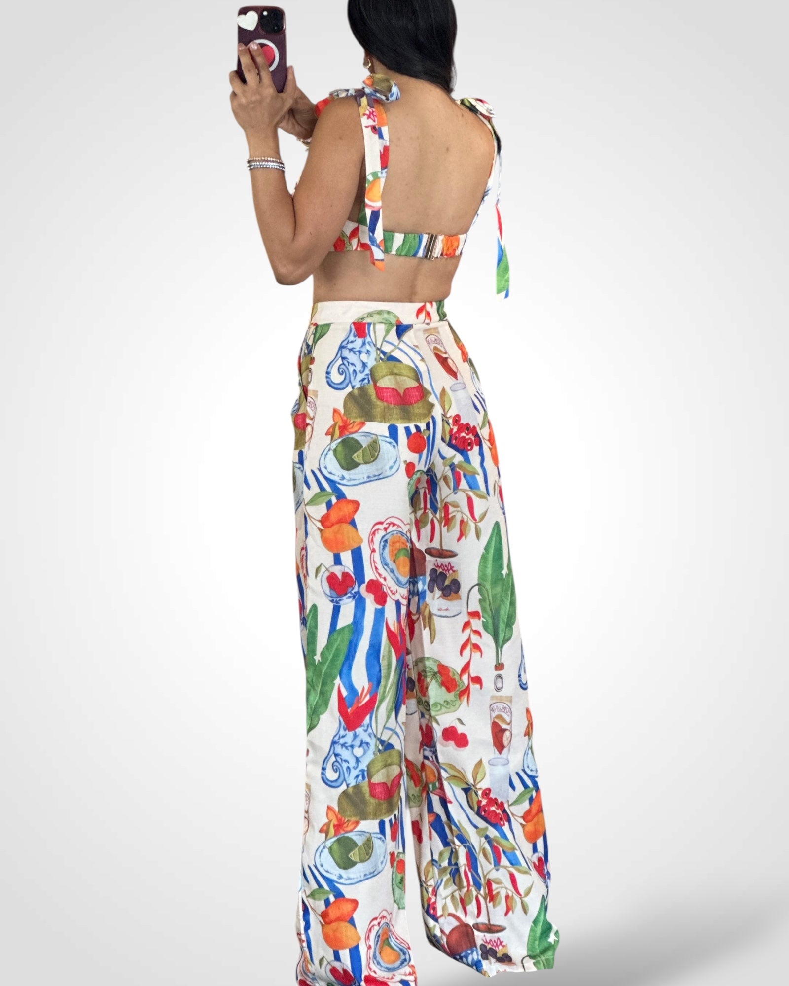 TROPICAL FRUIT PRINT TOP PANT SET