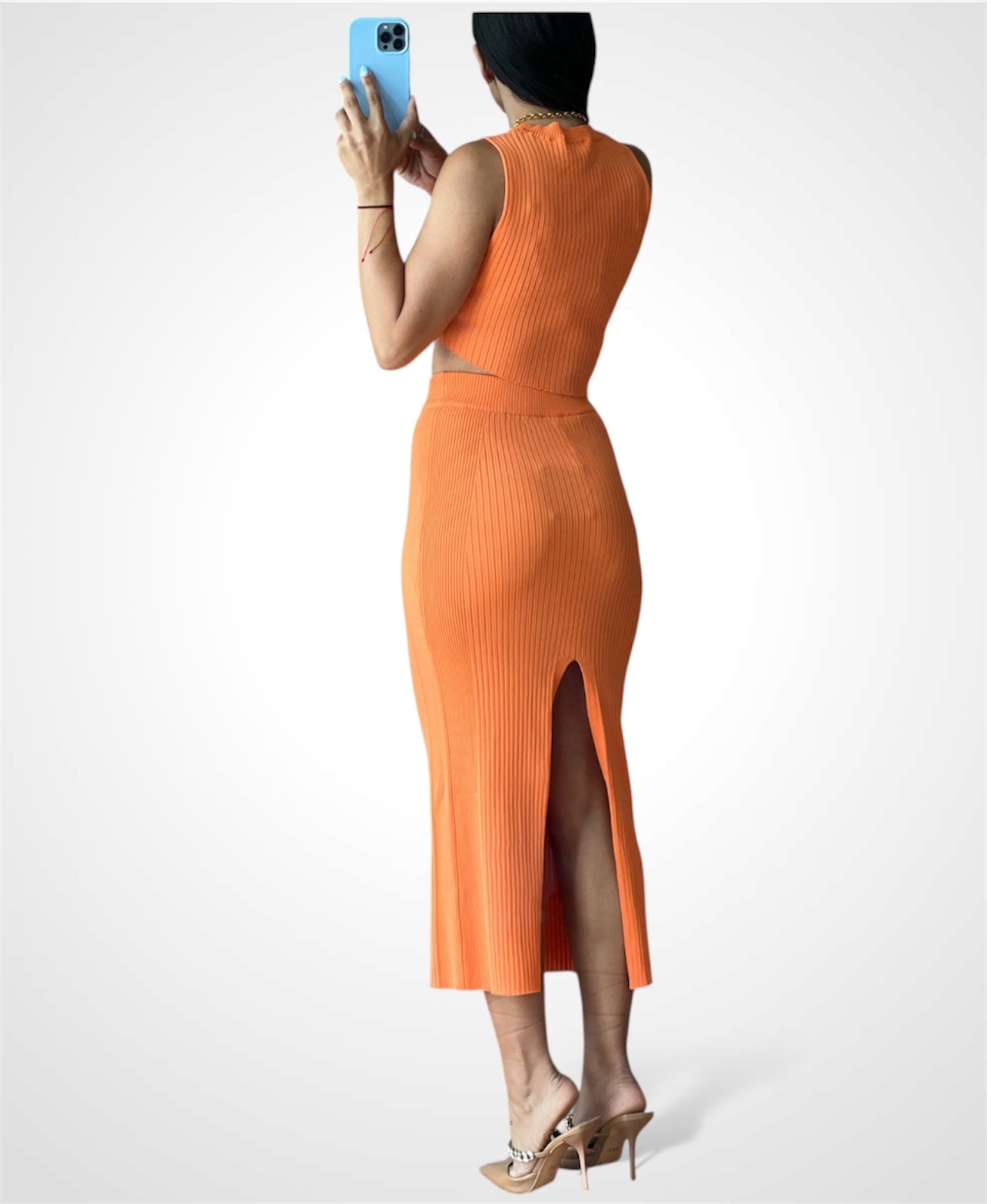 Ribbed Midi Skirt•-3