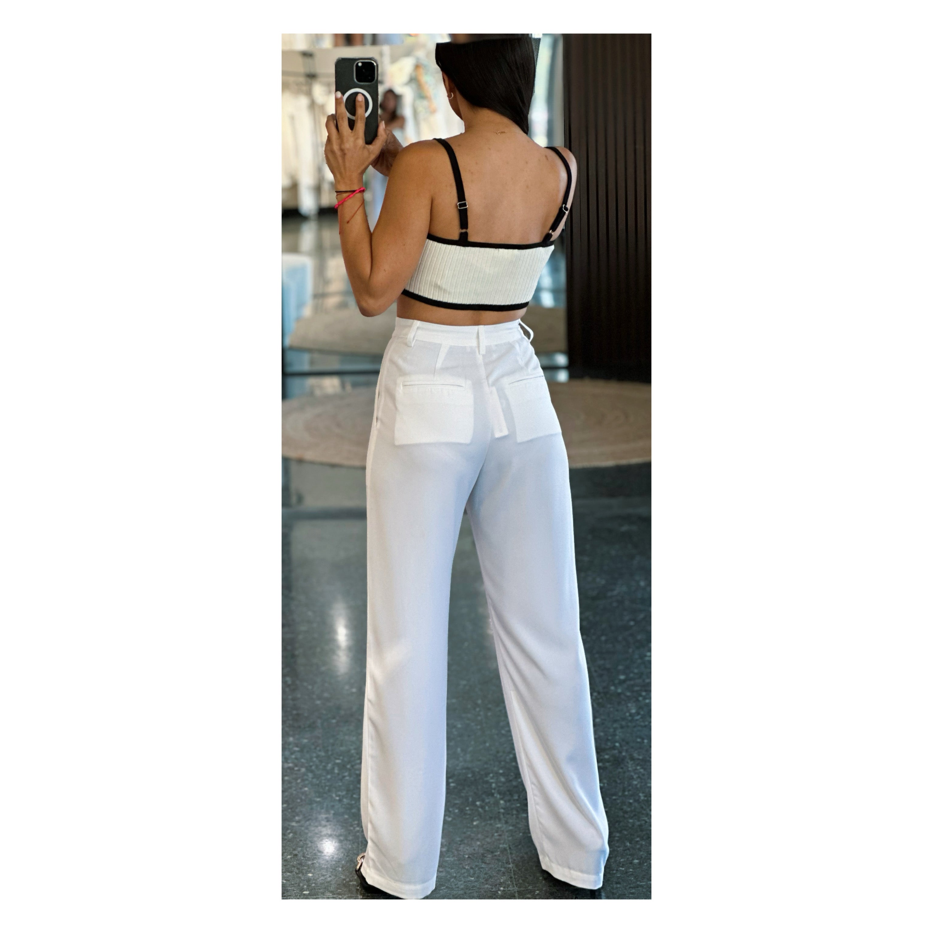 CREAM CONTRAST SPAGUETTI SWEATER CROP TOP•-3