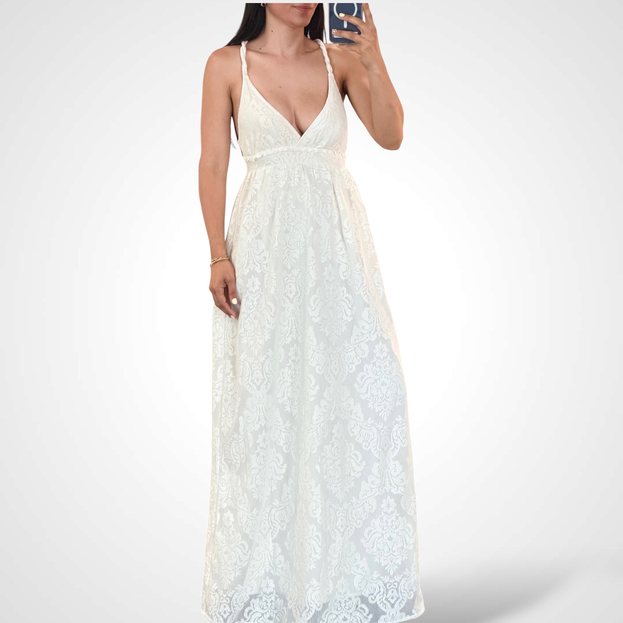 Cross Back Detail Maxi Dress•-1
