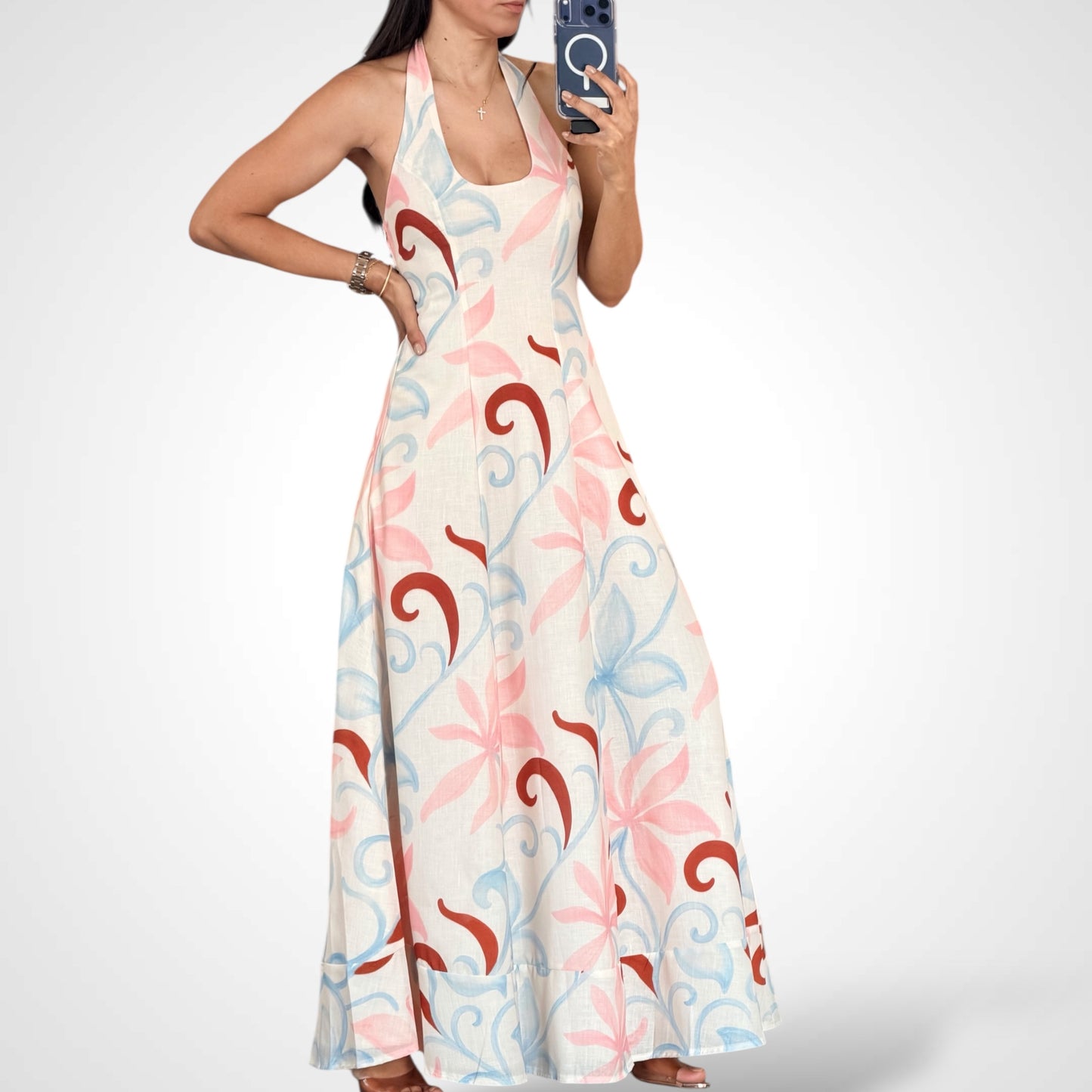 Halter Abstract Midi Dress