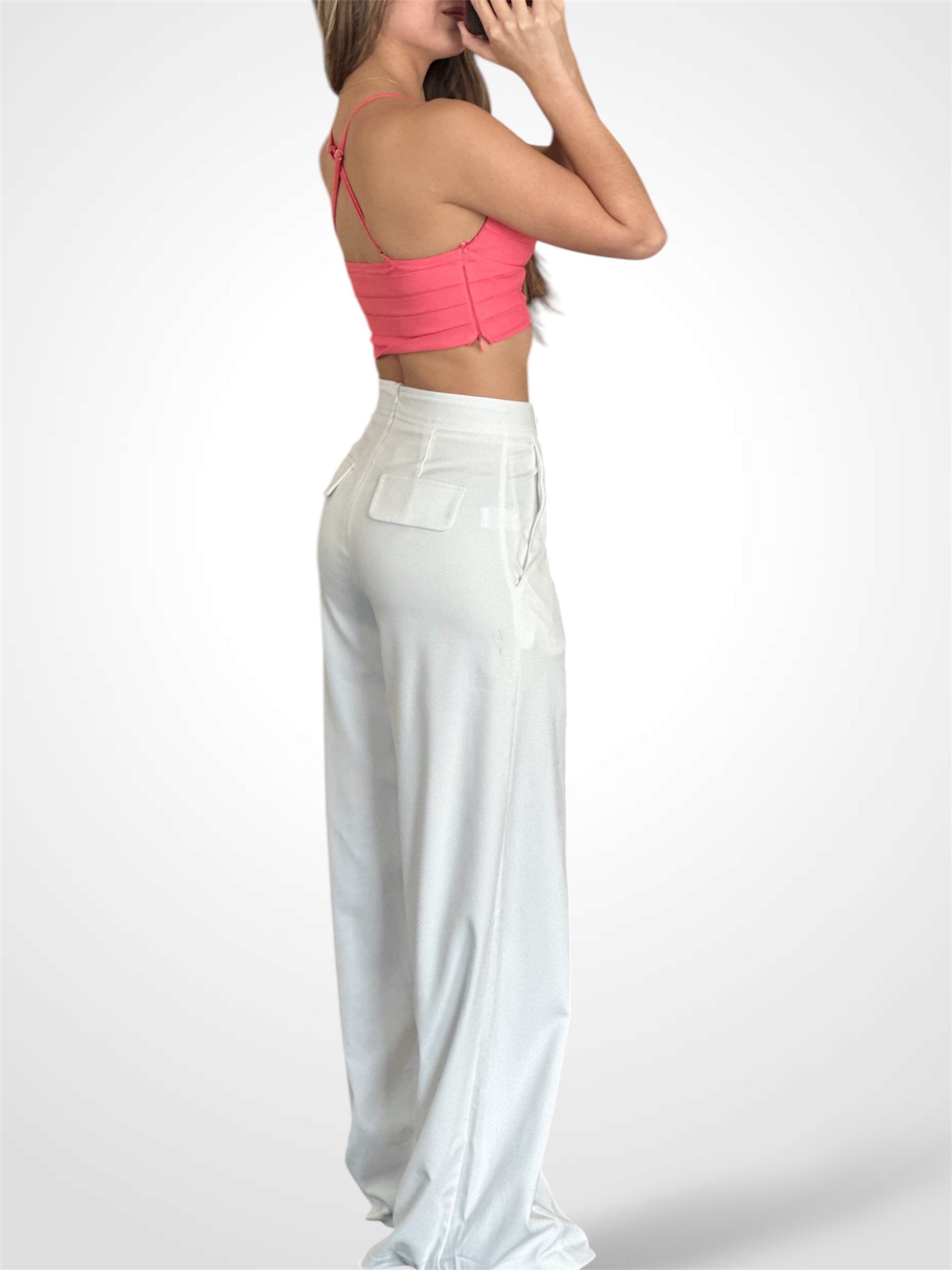 PLEATED CROSS STRAP CAMI TOP•-2