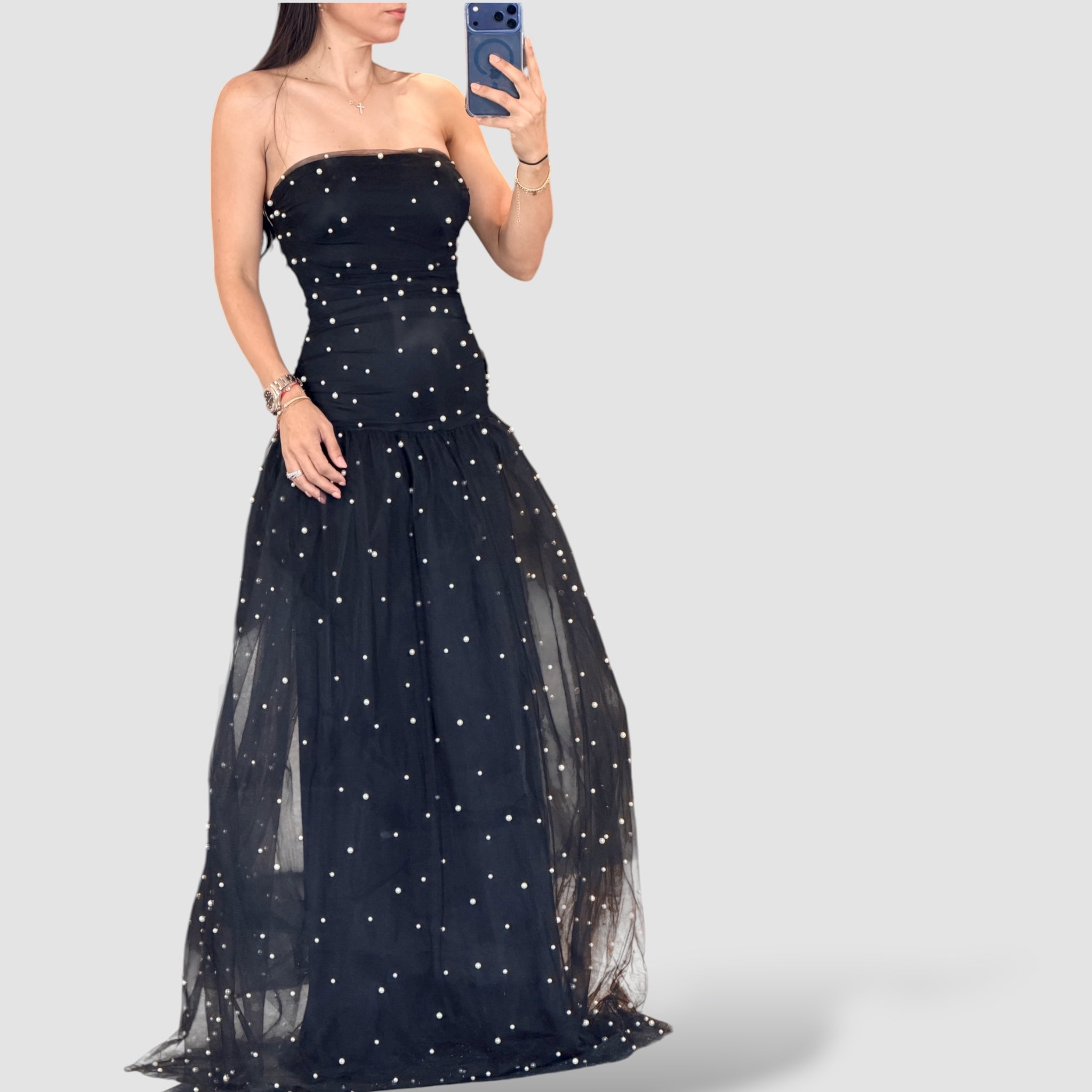 BLACK PEARL LONG DRESS•-1