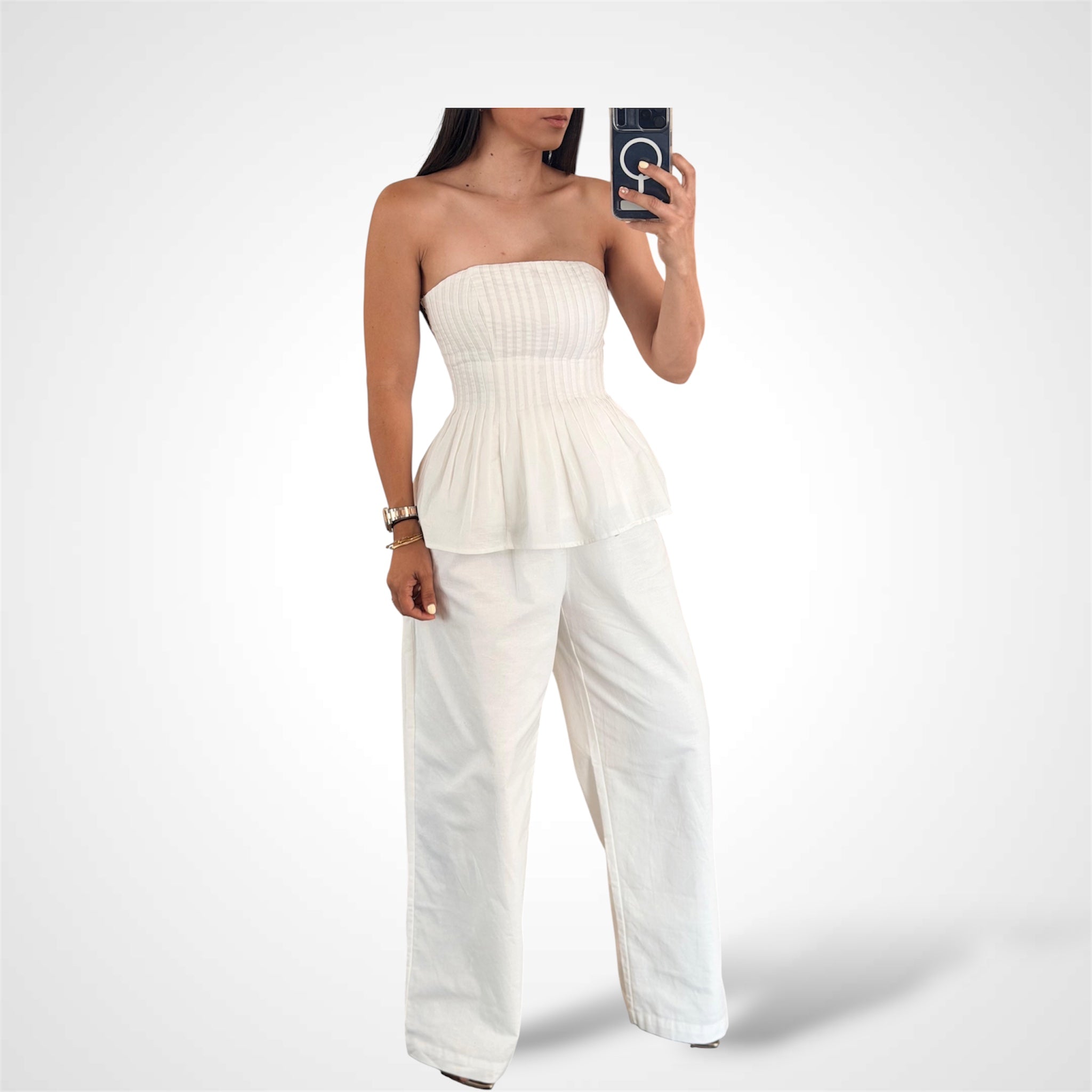 Strapless Pleat Detail Set