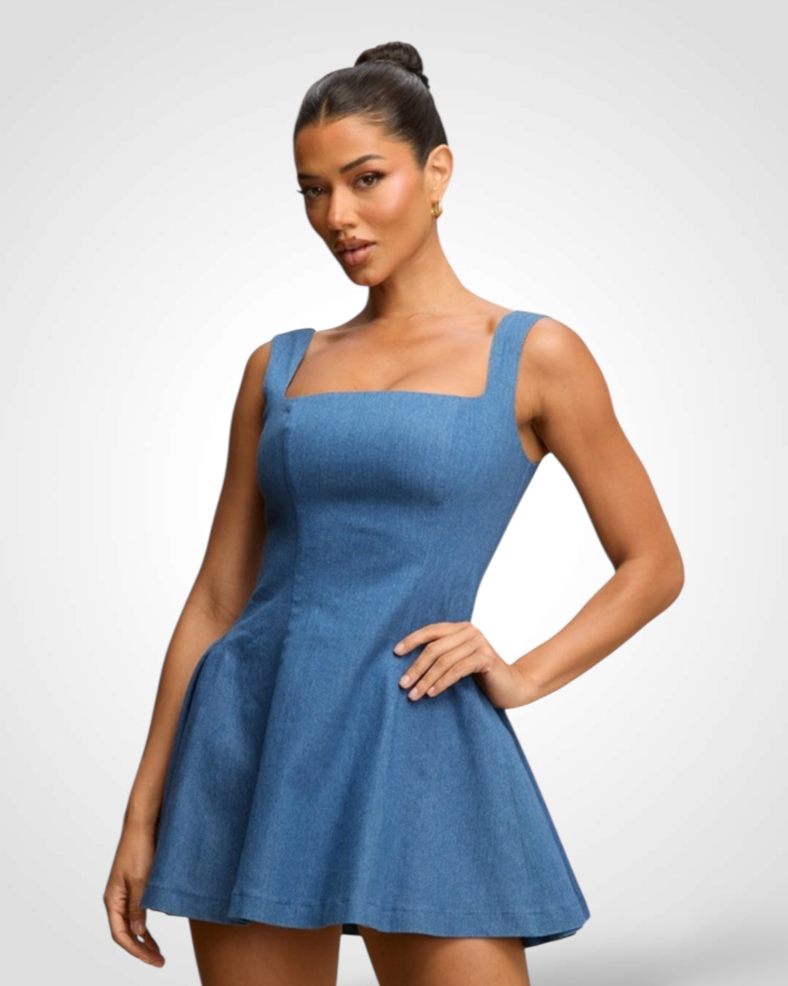 Denim Mini Flare Dress