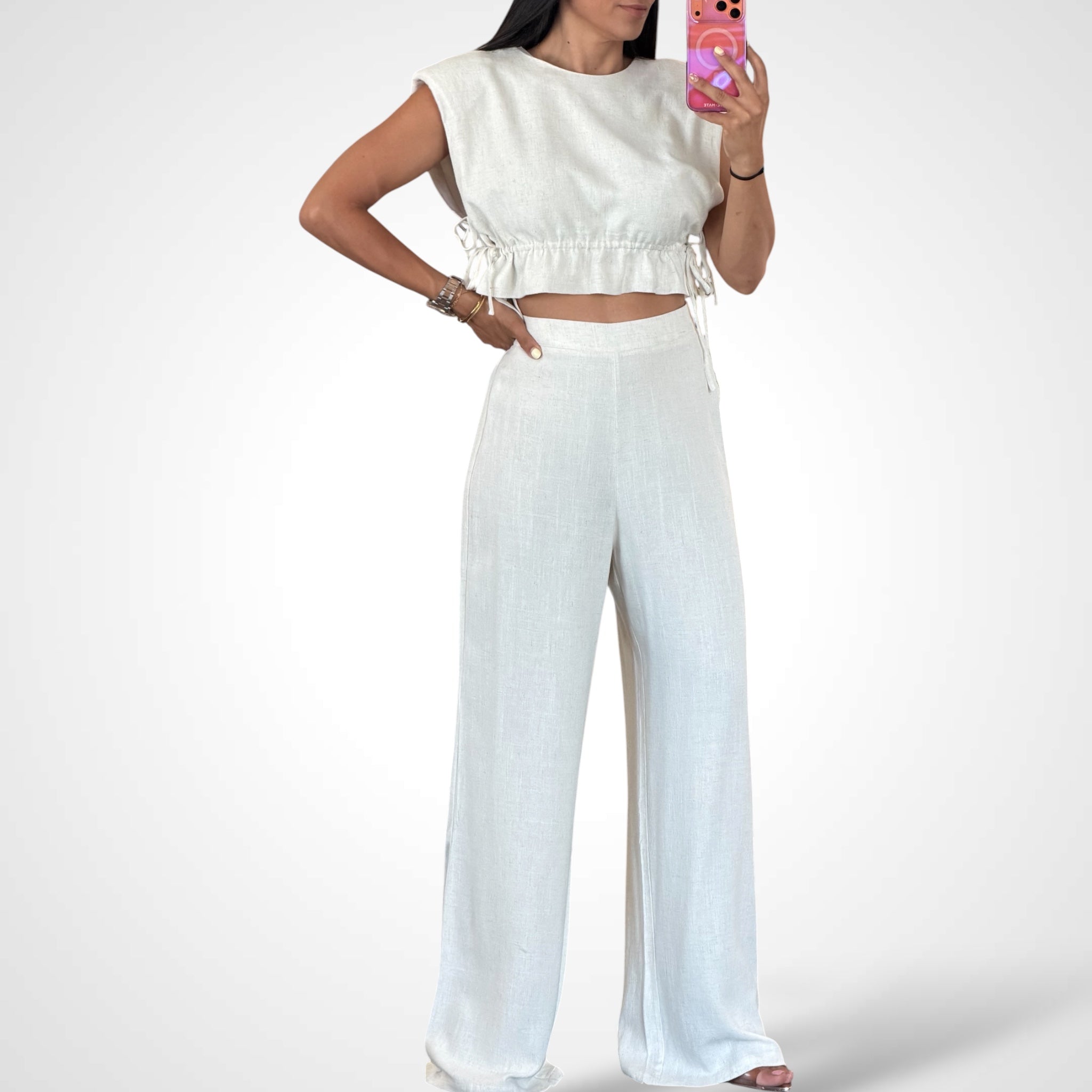 SLEEVELESS CROP TOP AND LONG PANTS SET-1