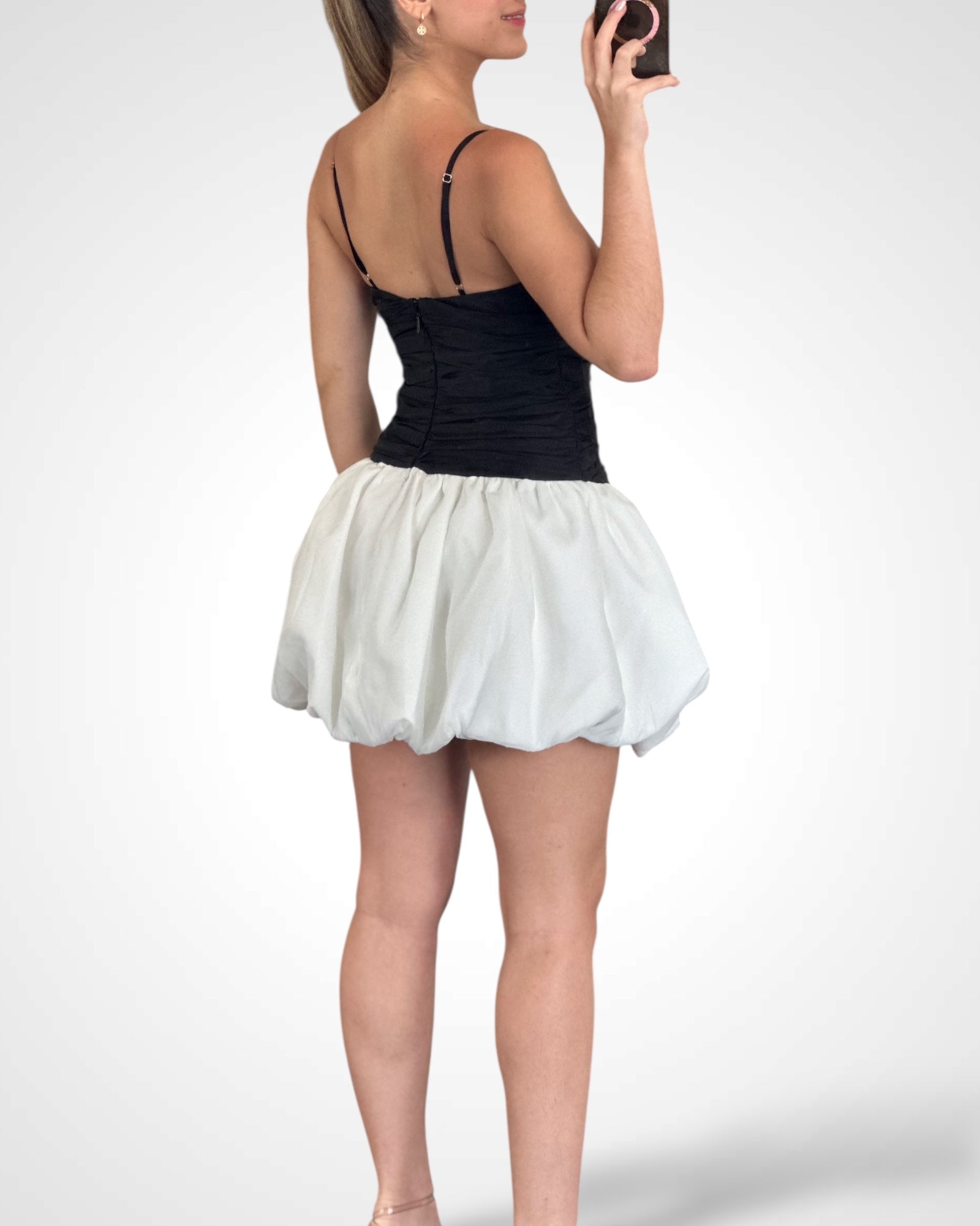 2tone Ruched Bubble Dress•-3