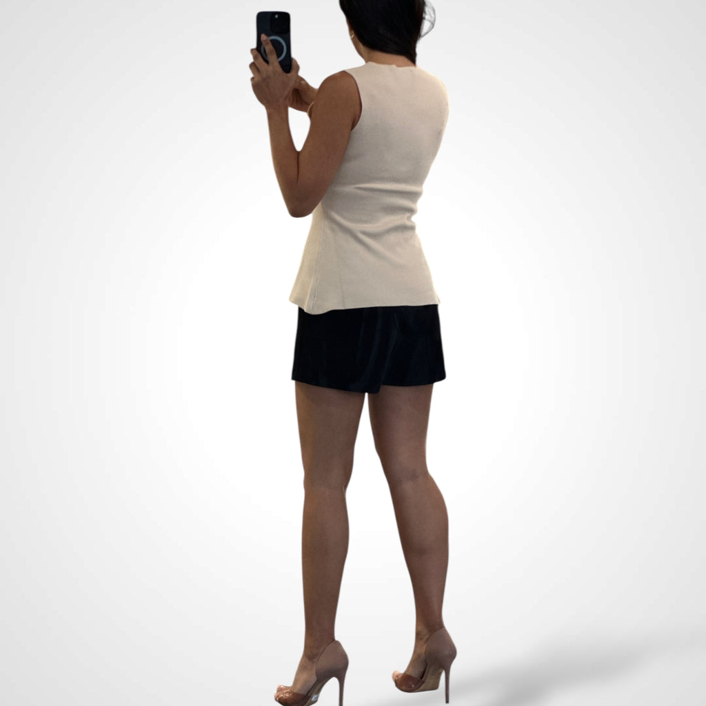 V-neck Big Button Slit Knit Sweater Vest Top