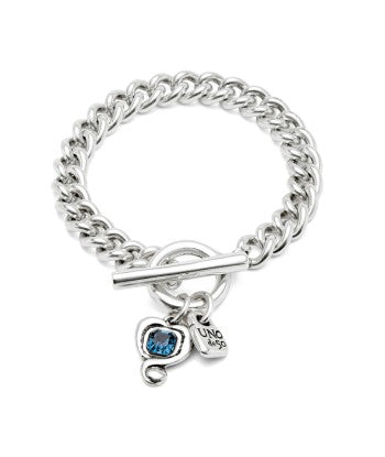 UNO DE 50 - Pulsera de cadena bañada en plata de ley con cristal