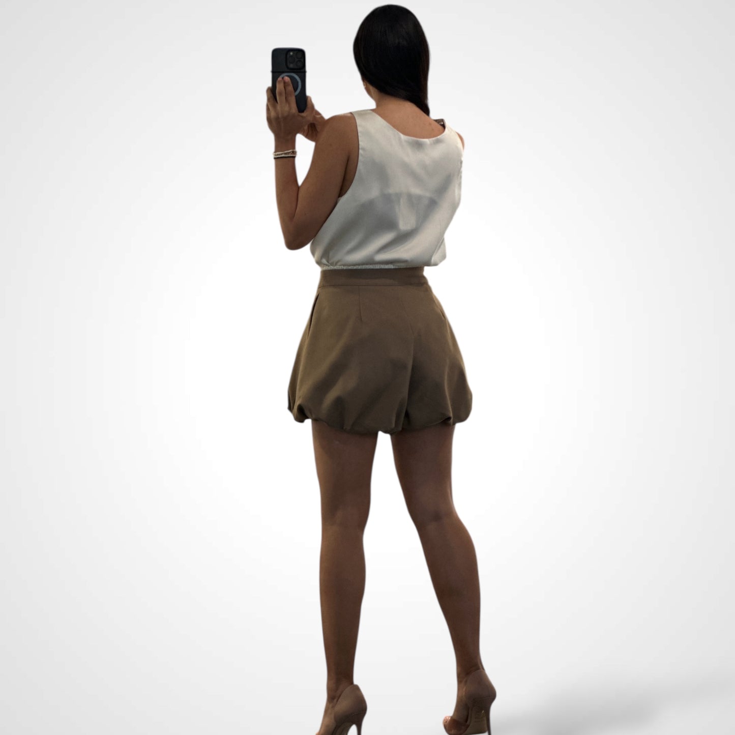 ECRU SATIN TANK TOP