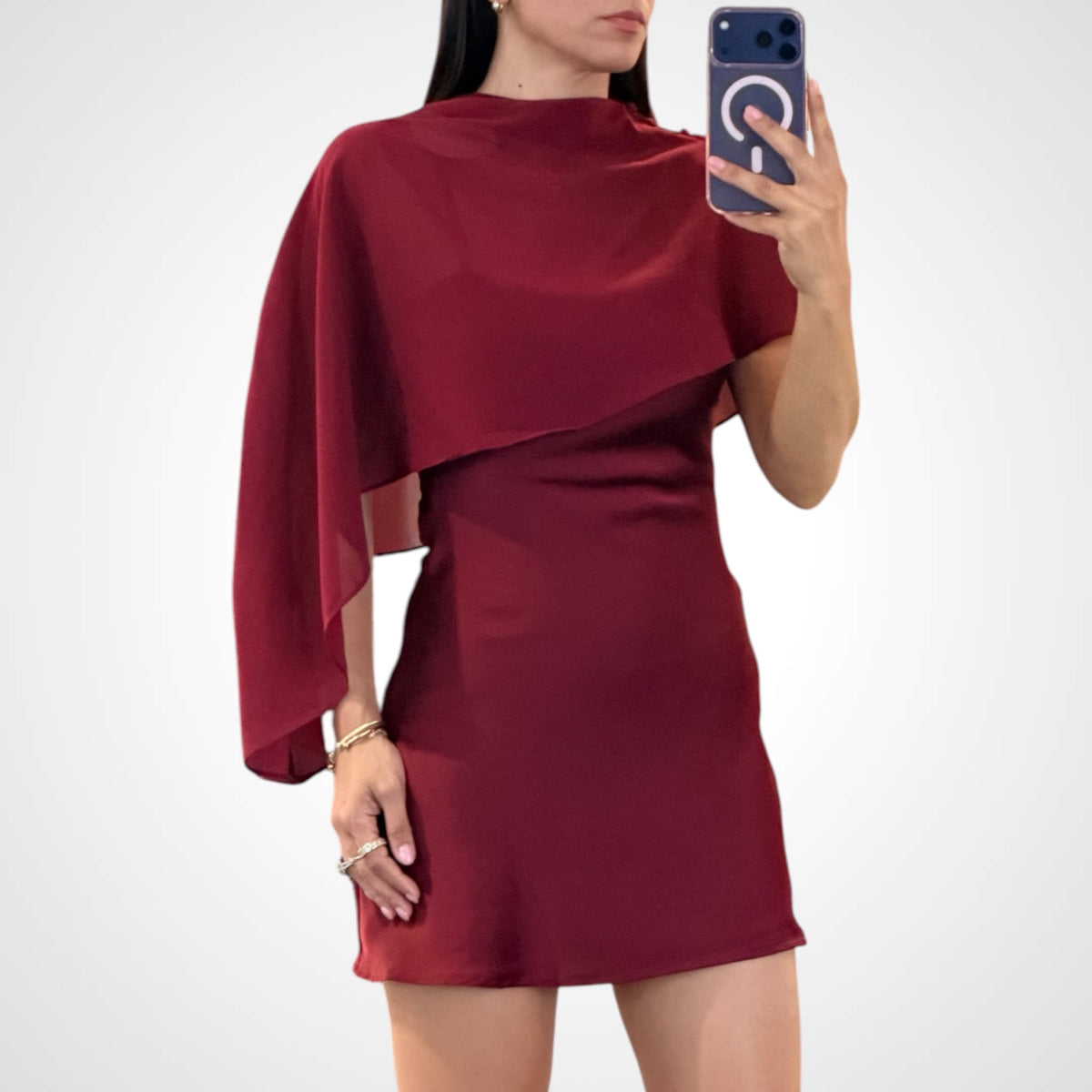 Wine Cape Mini Dress-2