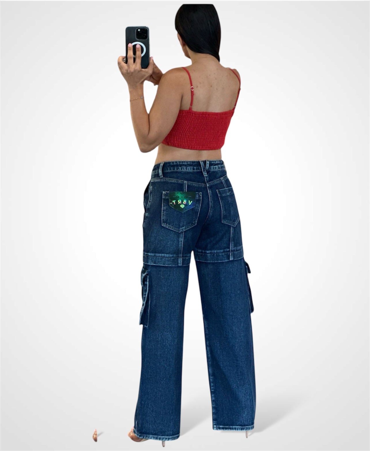Dark Stone Cargo Pocket Jeans•-3