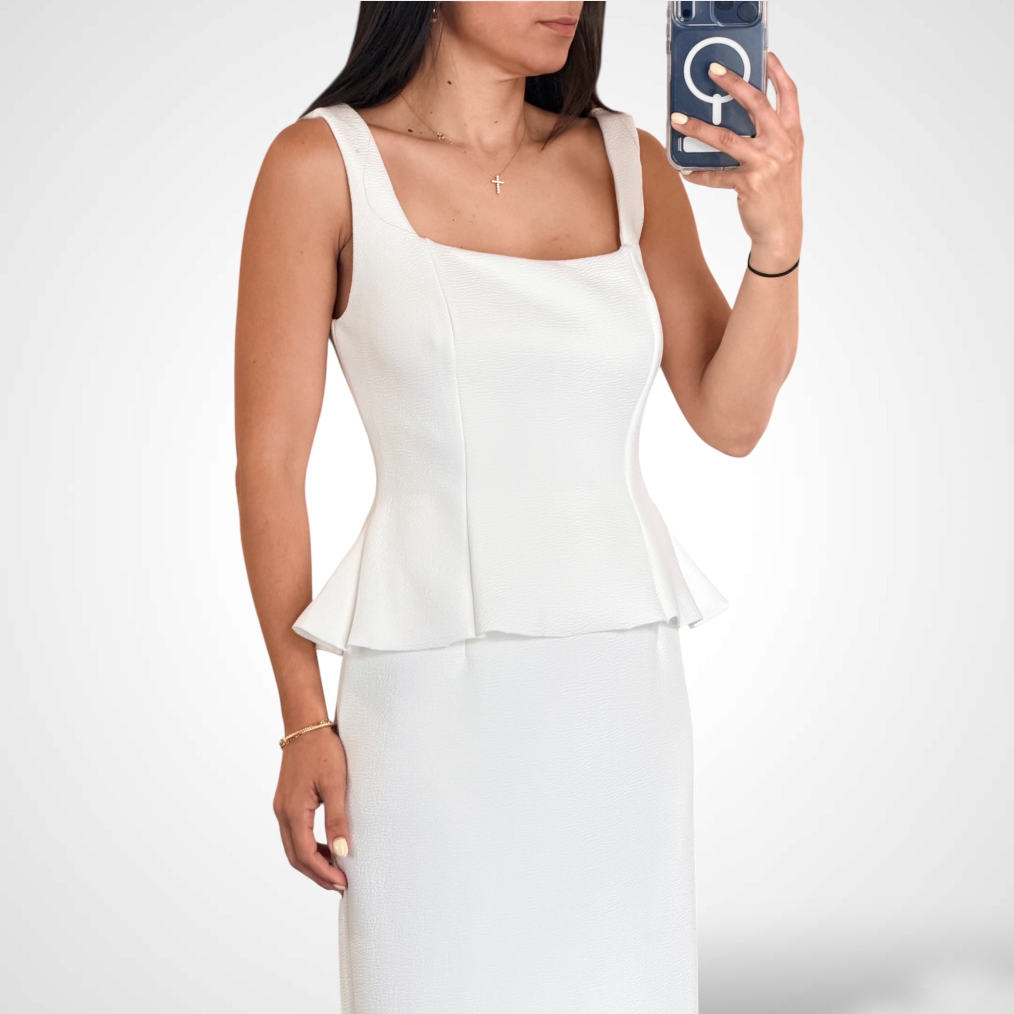 Square Neck Bodice Midi Dress-2
