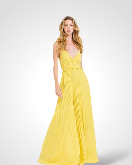 Pleats Detail Jumpsuit (YELLOW)