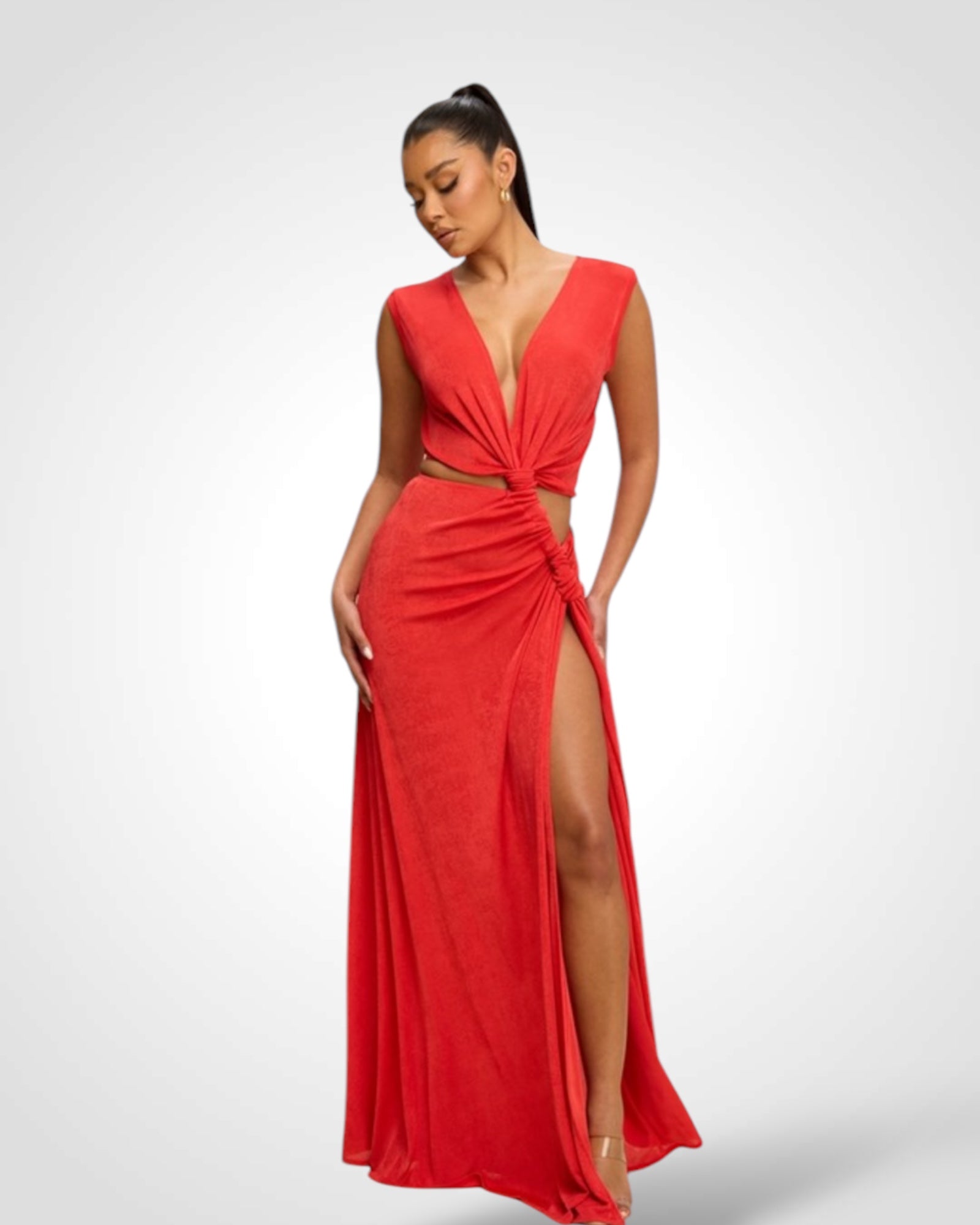 SLINKY TWIST CUTOUT MAXI DRESS