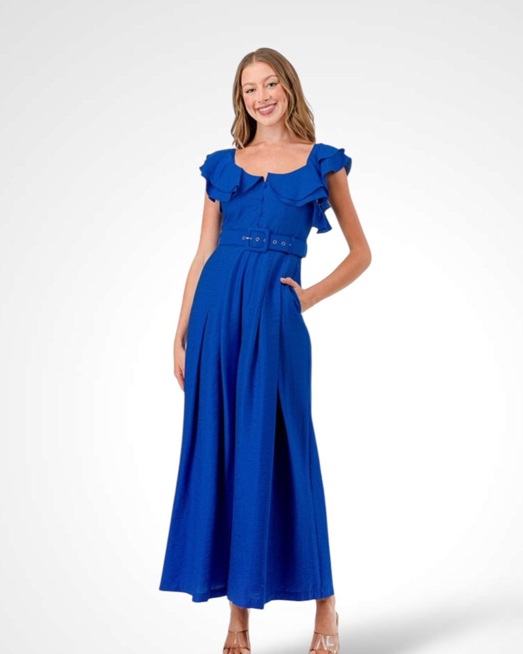 Ruffle Sleeve Wide Leg Jumpsuit